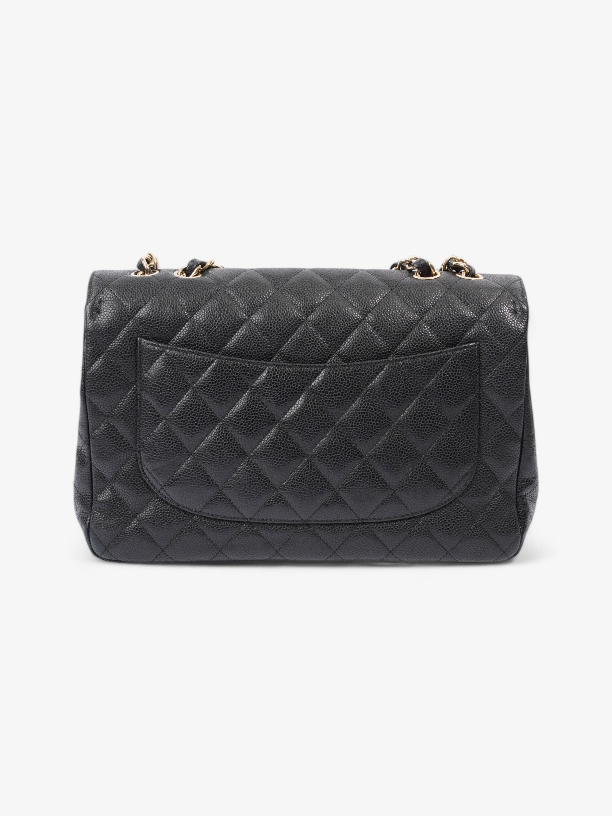 Chanel Classic Single Flap Black Caviar Leather Jumbo