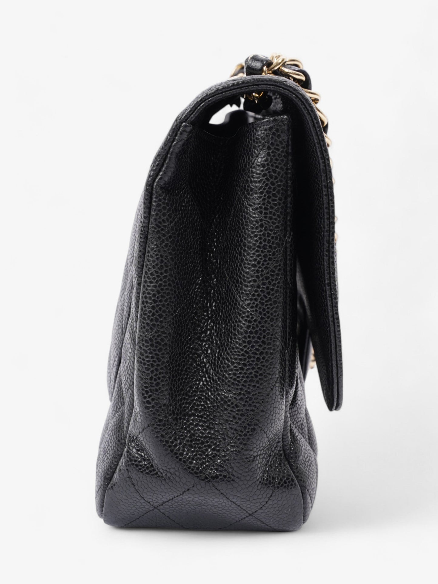 Chanel Classic Single Flap Black Caviar Leather Jumbo