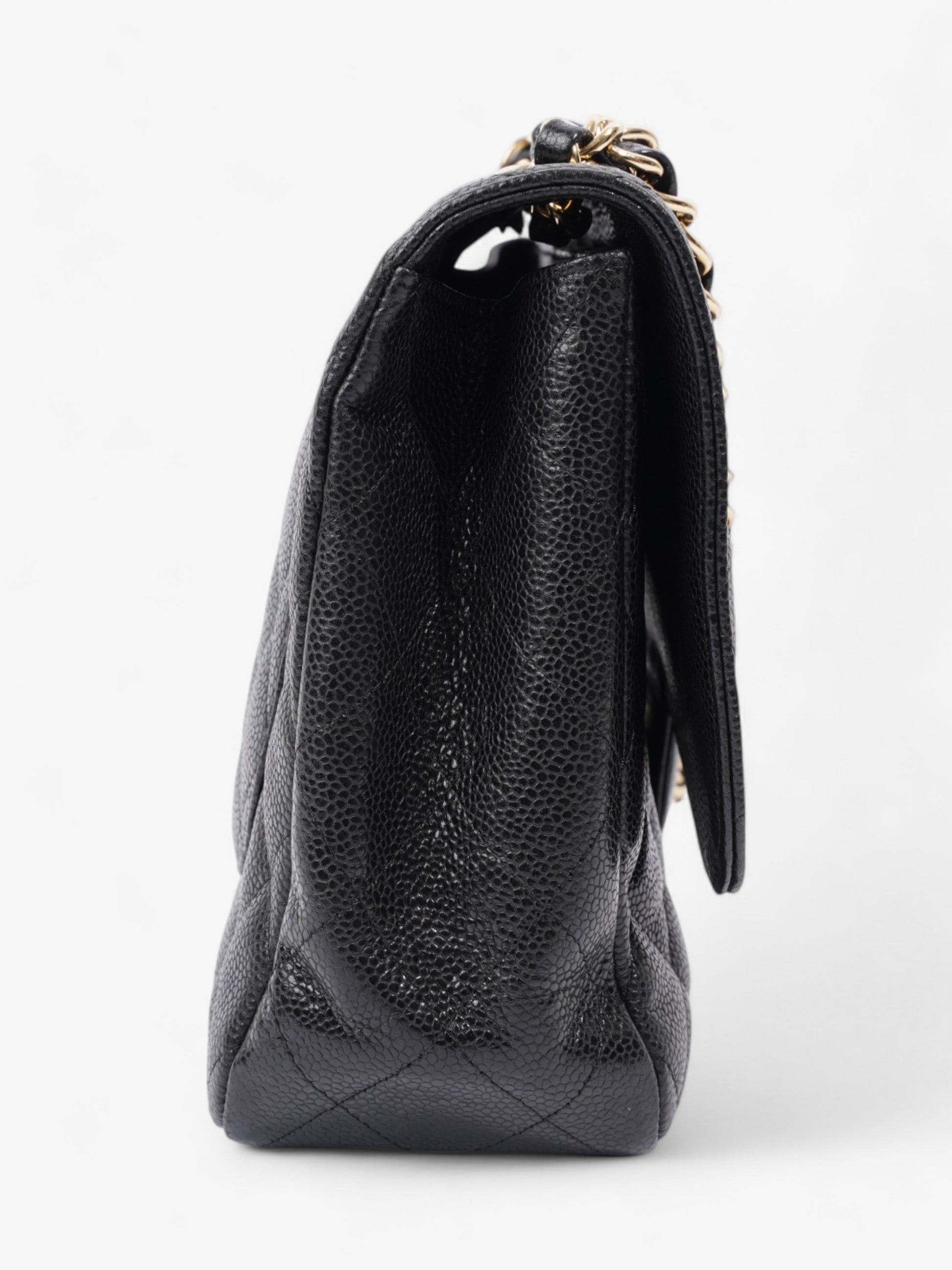 Chanel Classic Single Flap Black Caviar Leather Jumbo