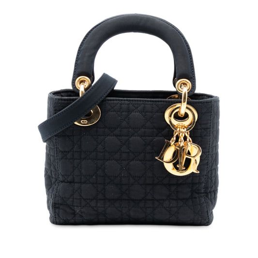 Black Dior Mini Nylon Cannage Lady Dior Satchel
