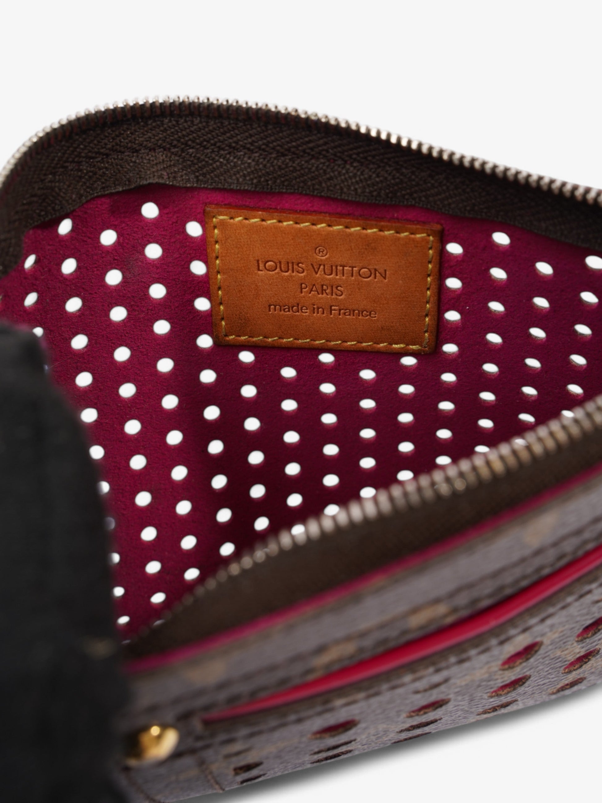 Louis Vuitton Perforated Pochette Plat Monogram / Fuschia Coated Canvas