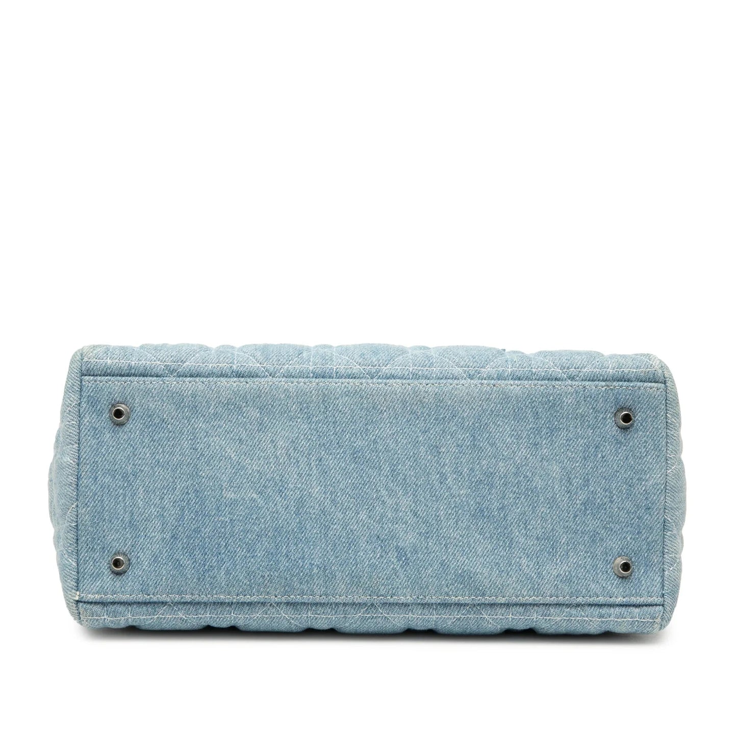 Blue Dior Medium Denim Cannage Acrylic Handles Lady Dior Satchel