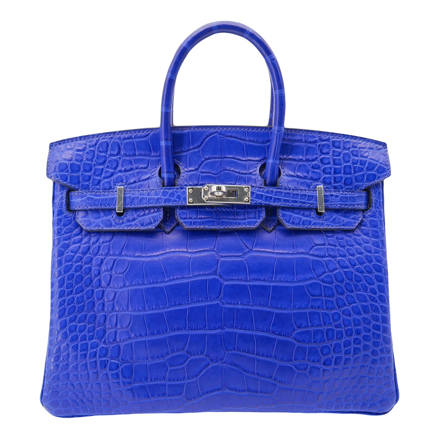 Hermes25cm Birkin Bleu Electrique Matte Alligator Palladium Hardware