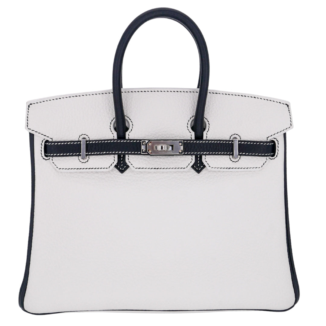 Hermes25cm Birkin HSS Panda Black/ White Clemence Leather Palladium Hardware