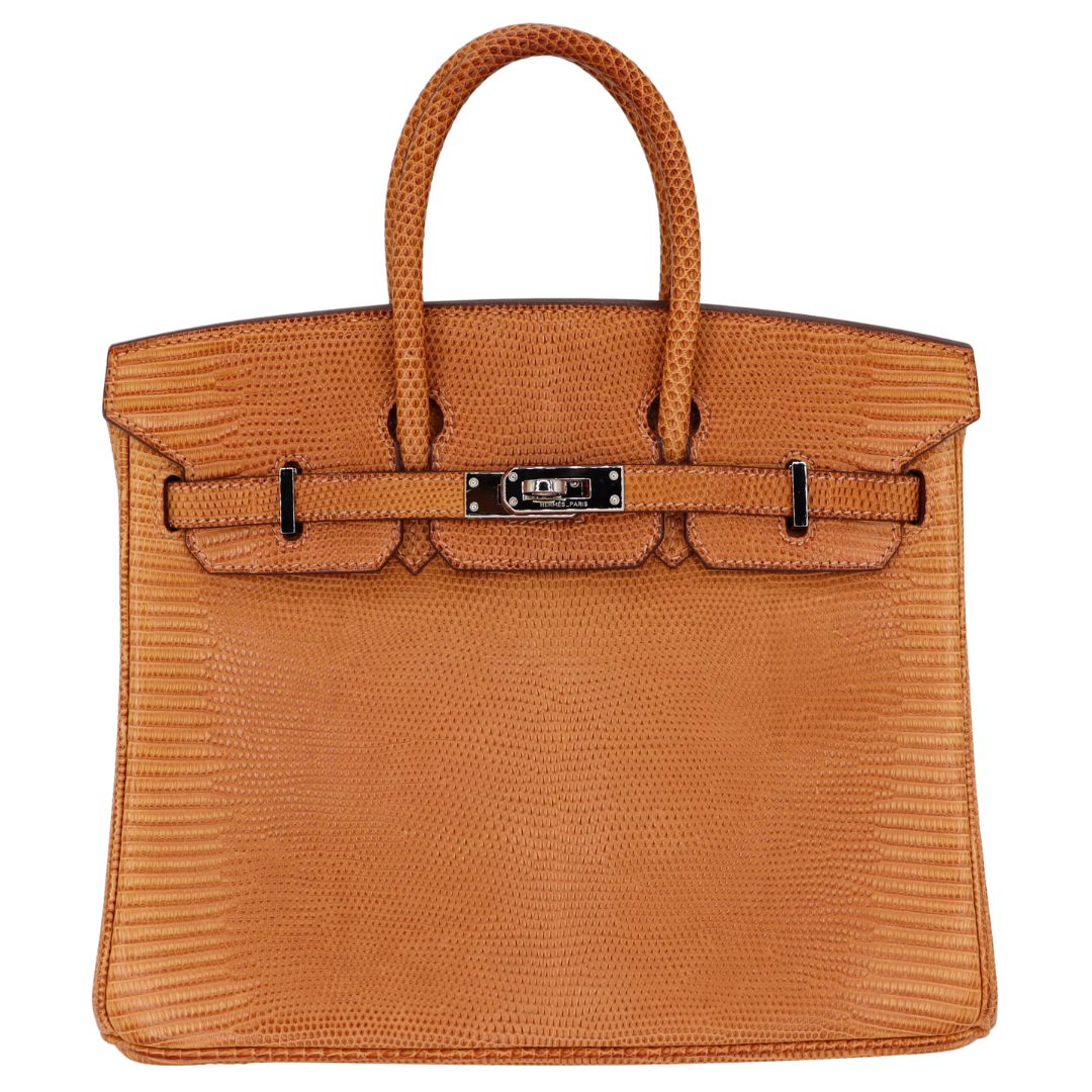 Hermes25cm Birkin Natural Lizard Palladium Hardware