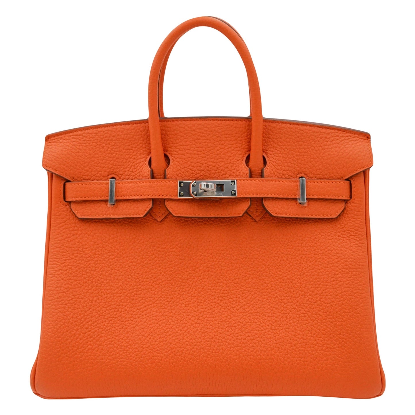 Hermes25cm Birkin Orange Togo Leather Palladium Hardware