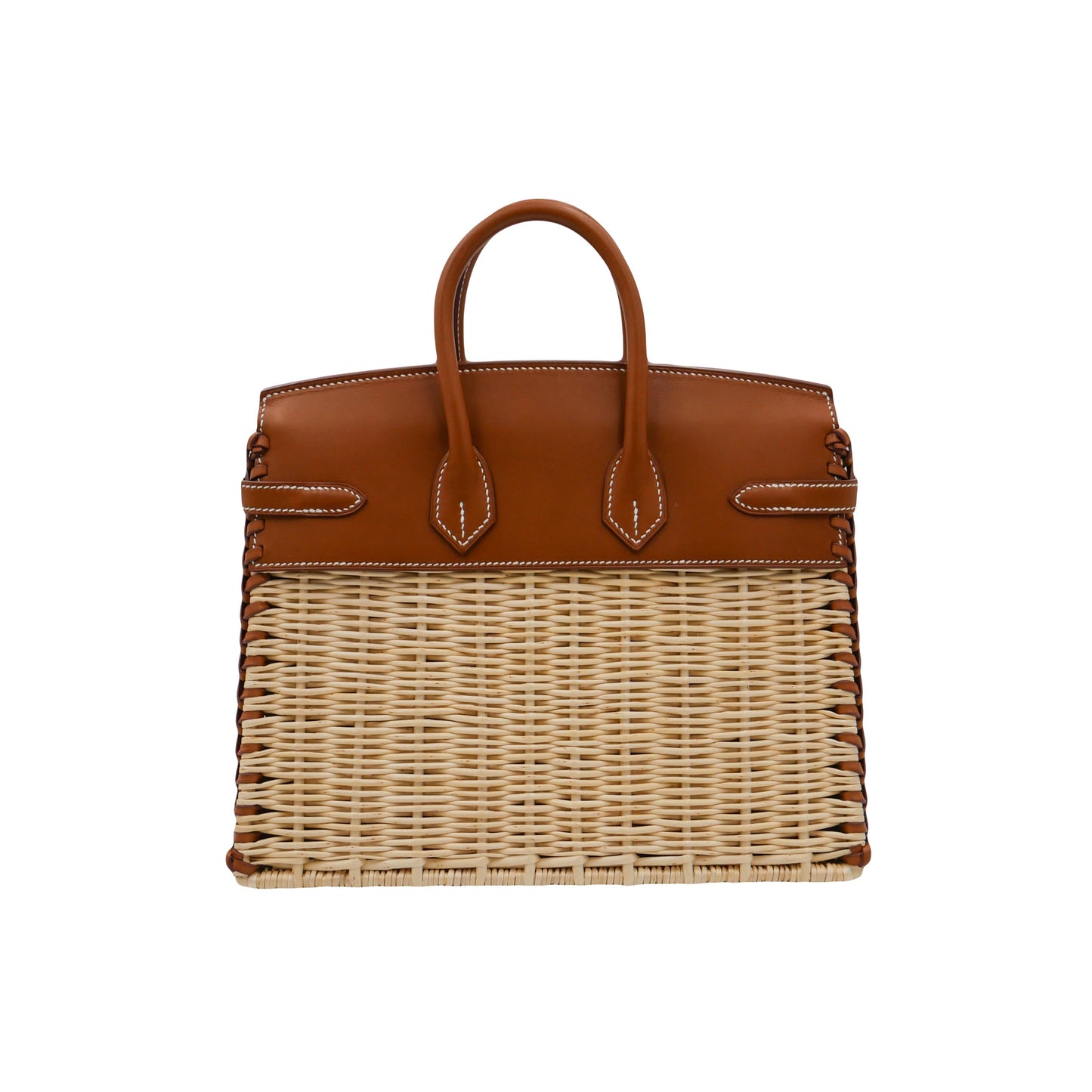 Hermes25cm Birkin Picnic Fauve Barenia Leather/ Osier Wicker Palladium Hardware