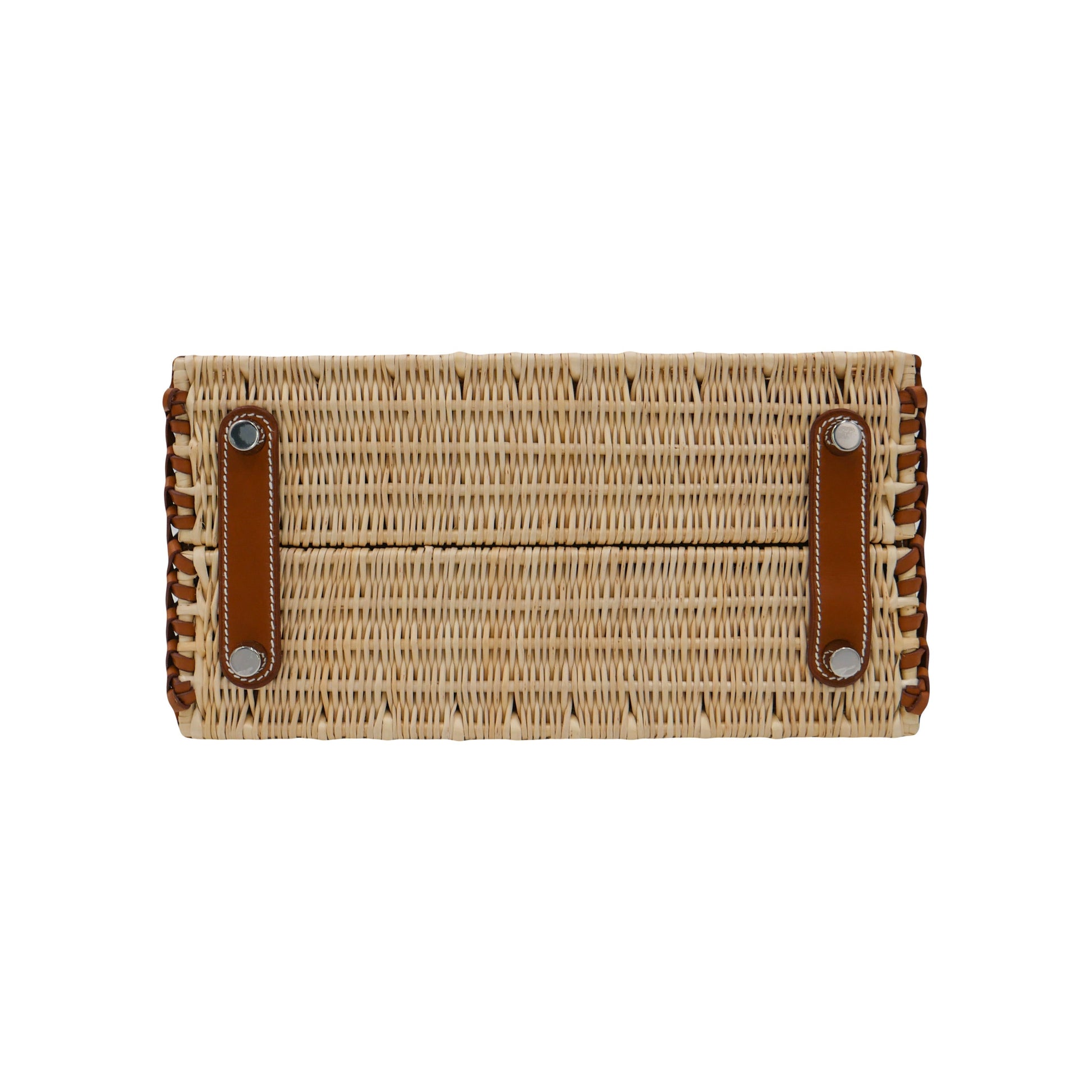 Hermes25cm Birkin Picnic Fauve Barenia Leather/ Osier Wicker Palladium Hardware