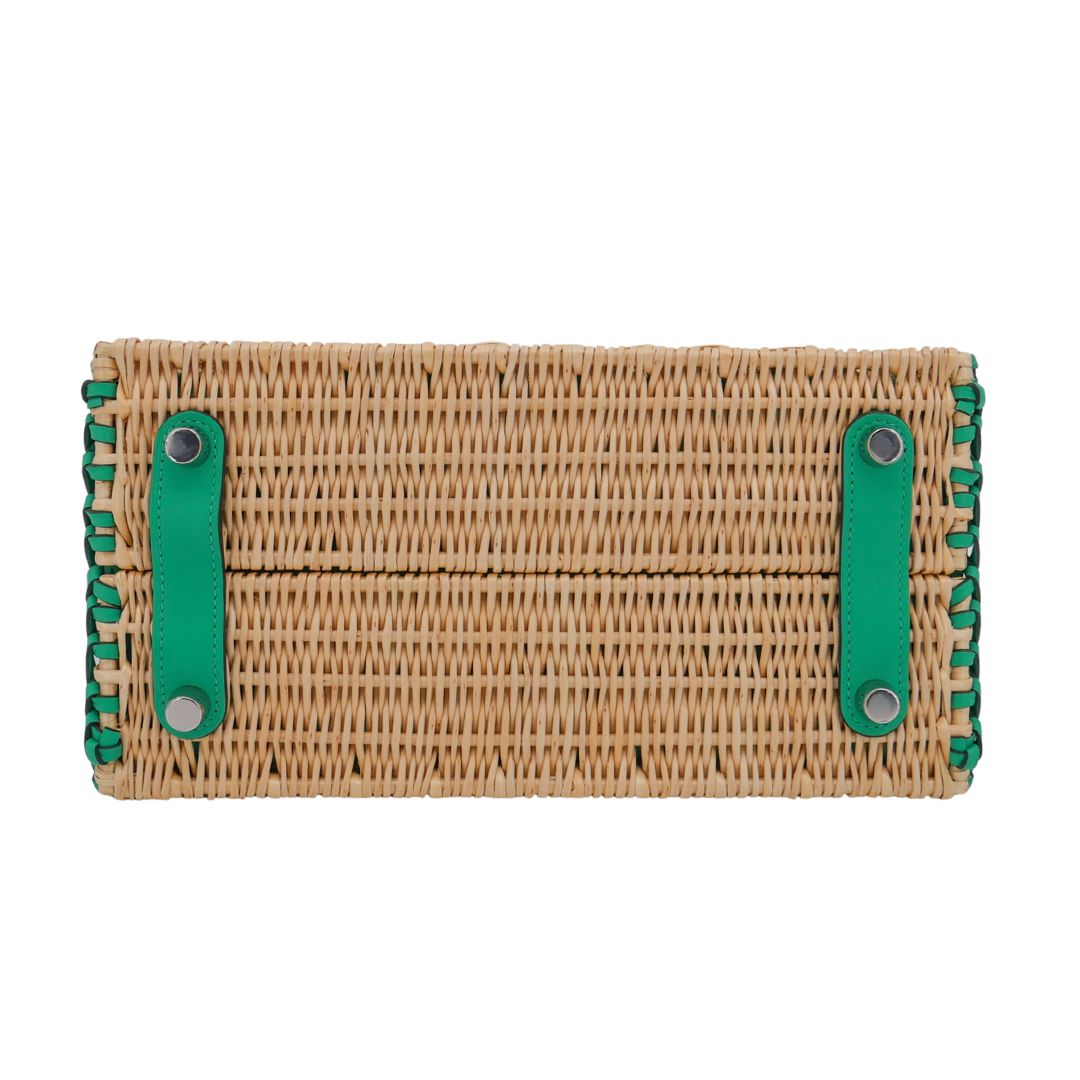 Hermes25cm Birkin Picnic Menthe Swift Leather/ Osier Wicker Palladium Hardware
