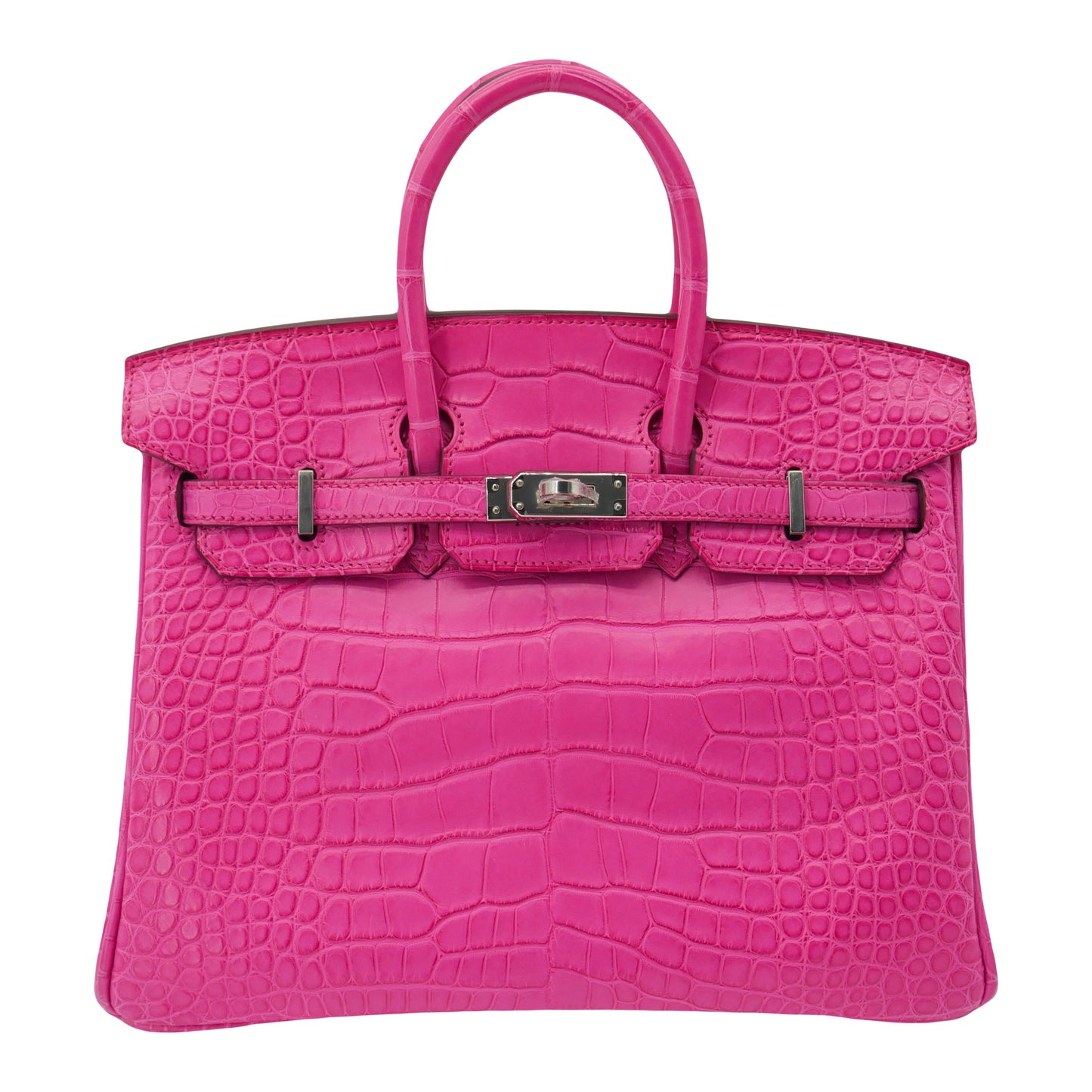 Hermes25cm Birkin Rose Shocking Matte Alligator Palladium Hardware
