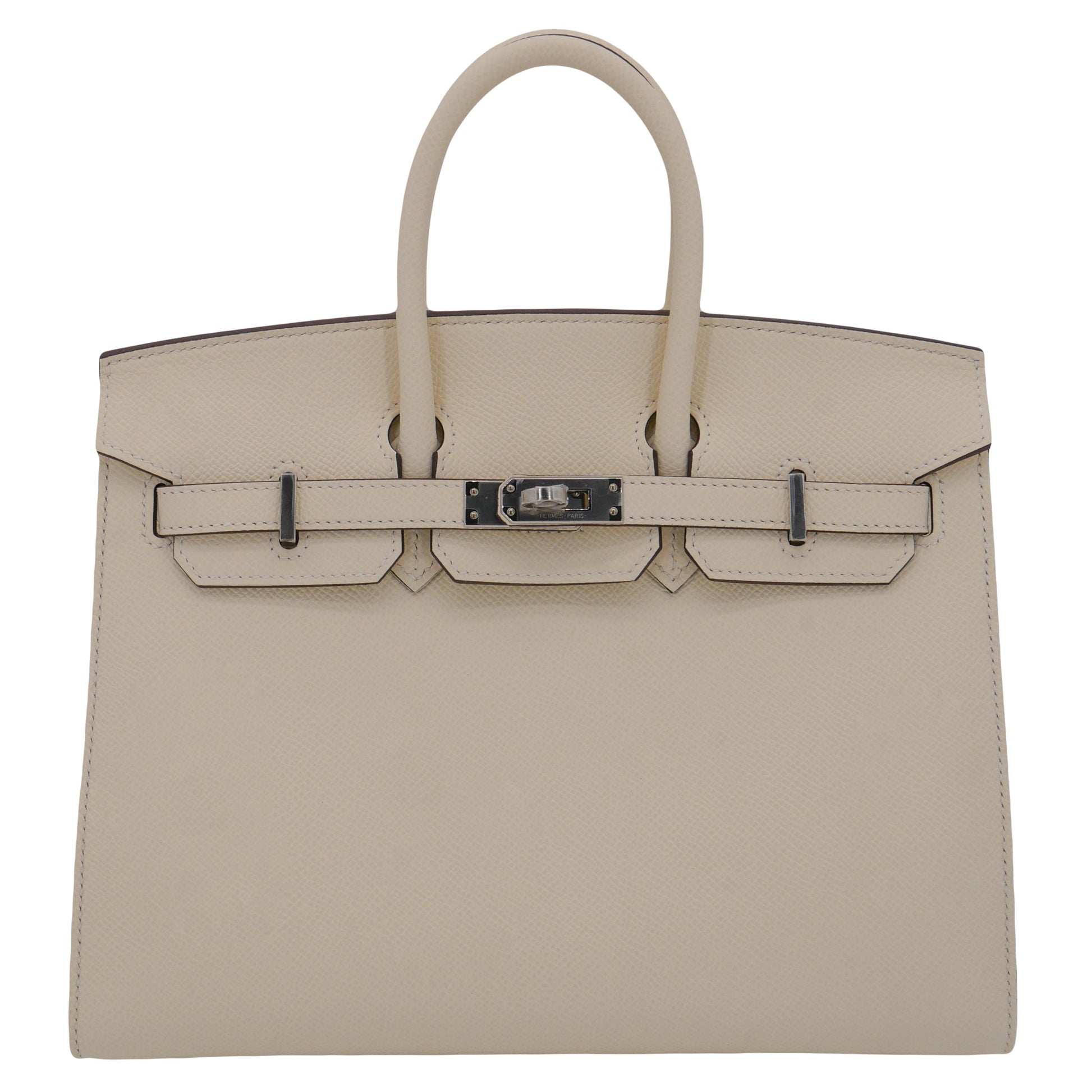 Hermes25cm Birkin Sellier Nata Epsom Leather Palladium Hardware