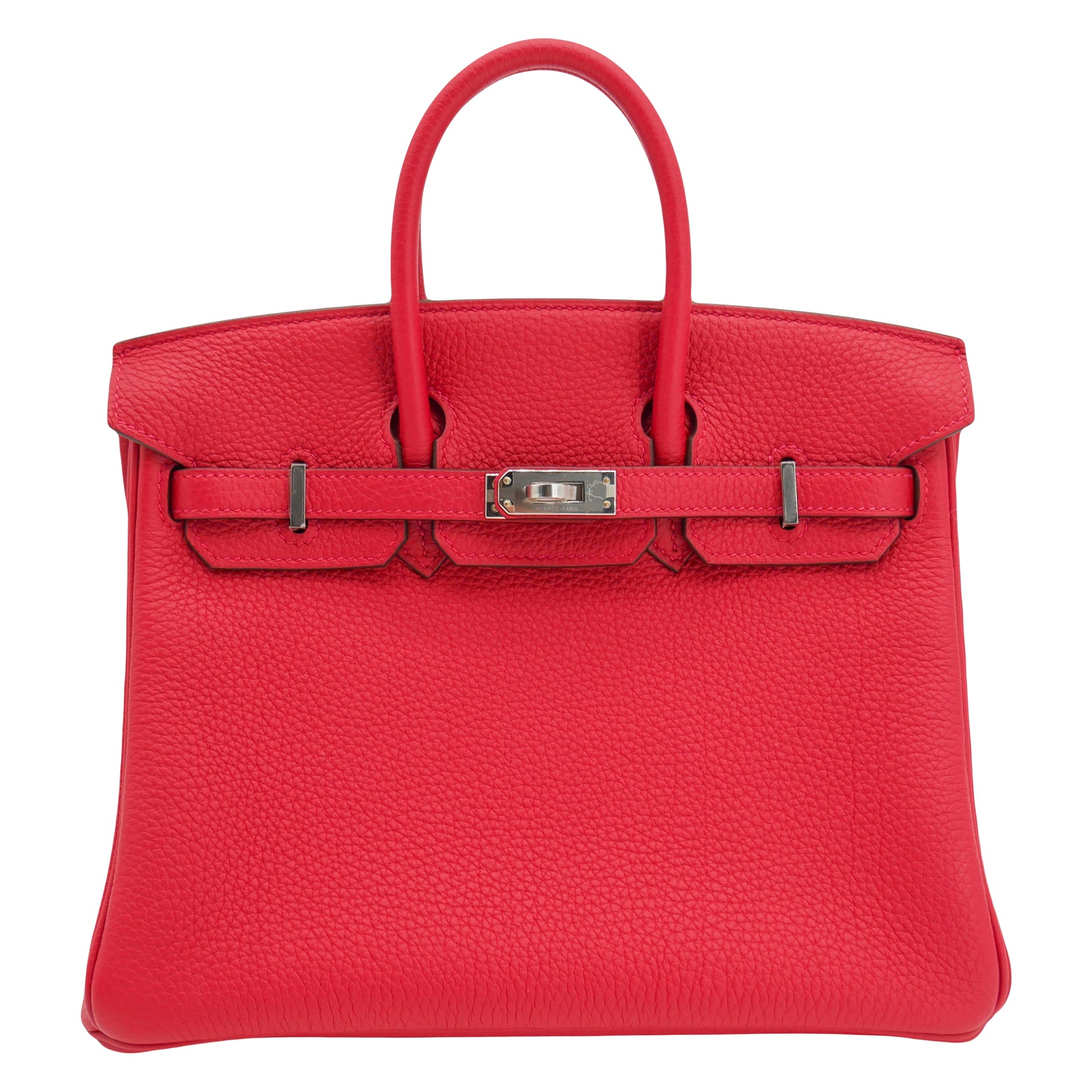 Hermes25cm Birkin Verso Rouge Casaque Togo Leather Palladium Hardware