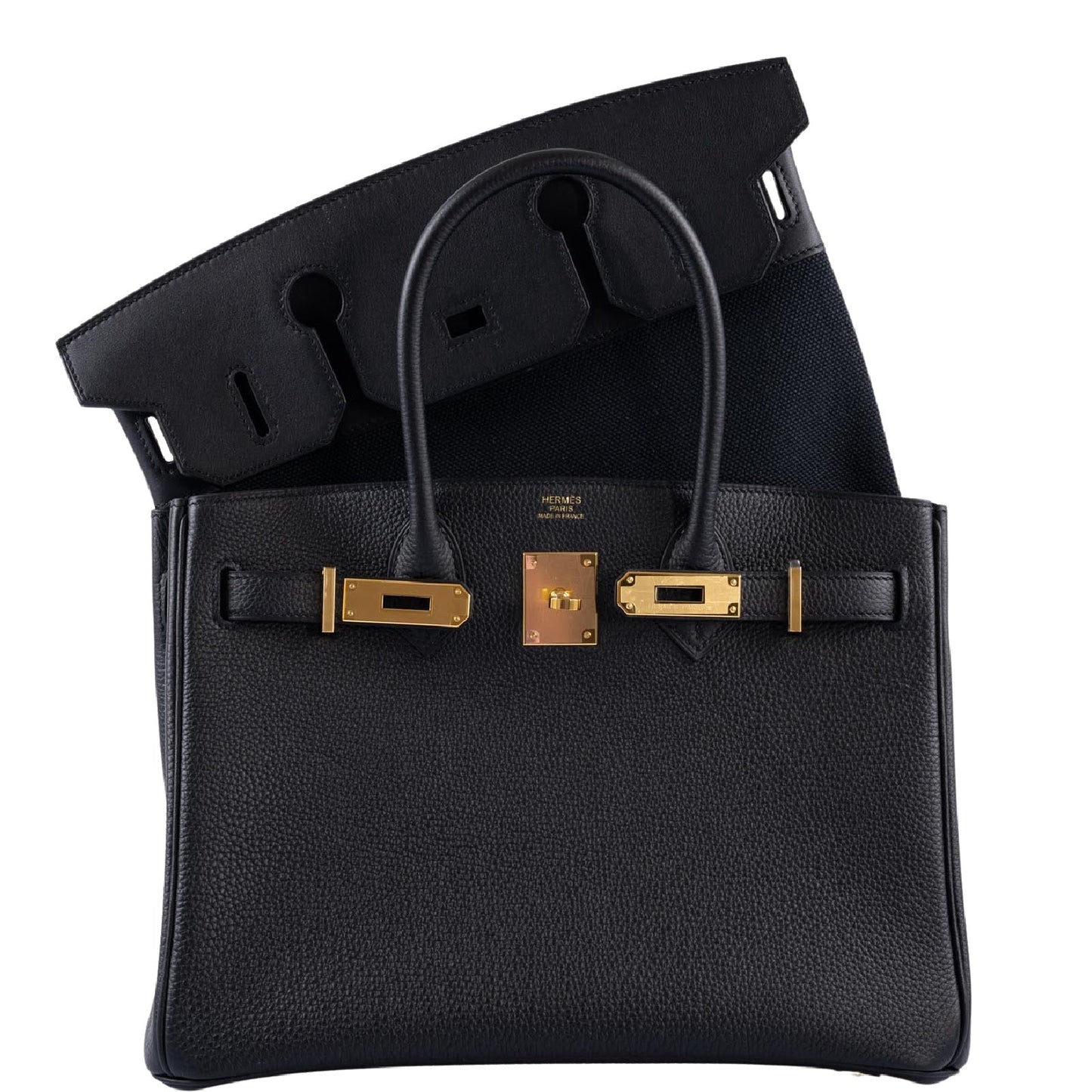 Hermes3 En 1 Birkin 30 Black Togo, Swift and Toile with Gold Hardware