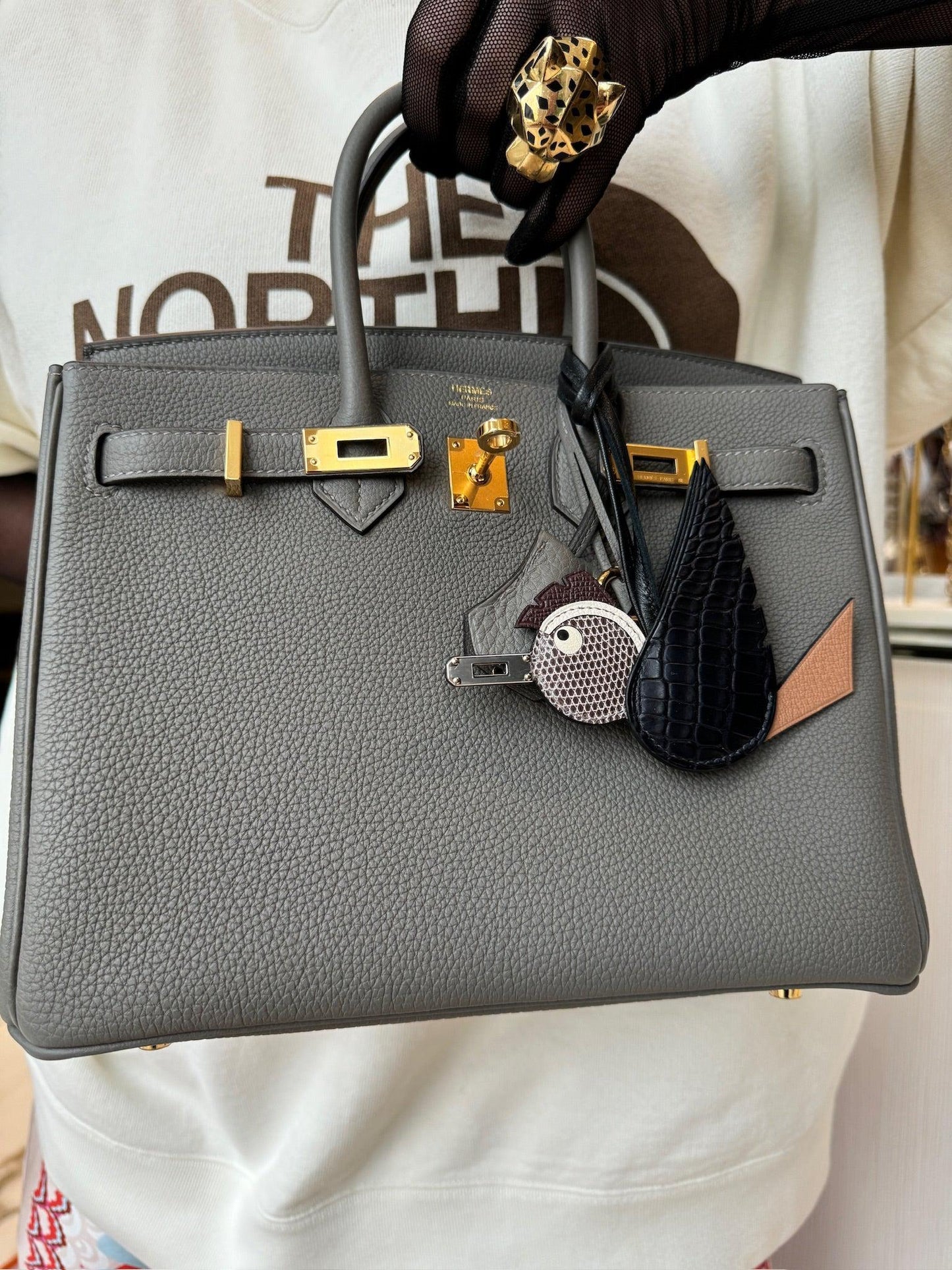HermesBirkin 25 Gris Meyer Togo Gold Hardware