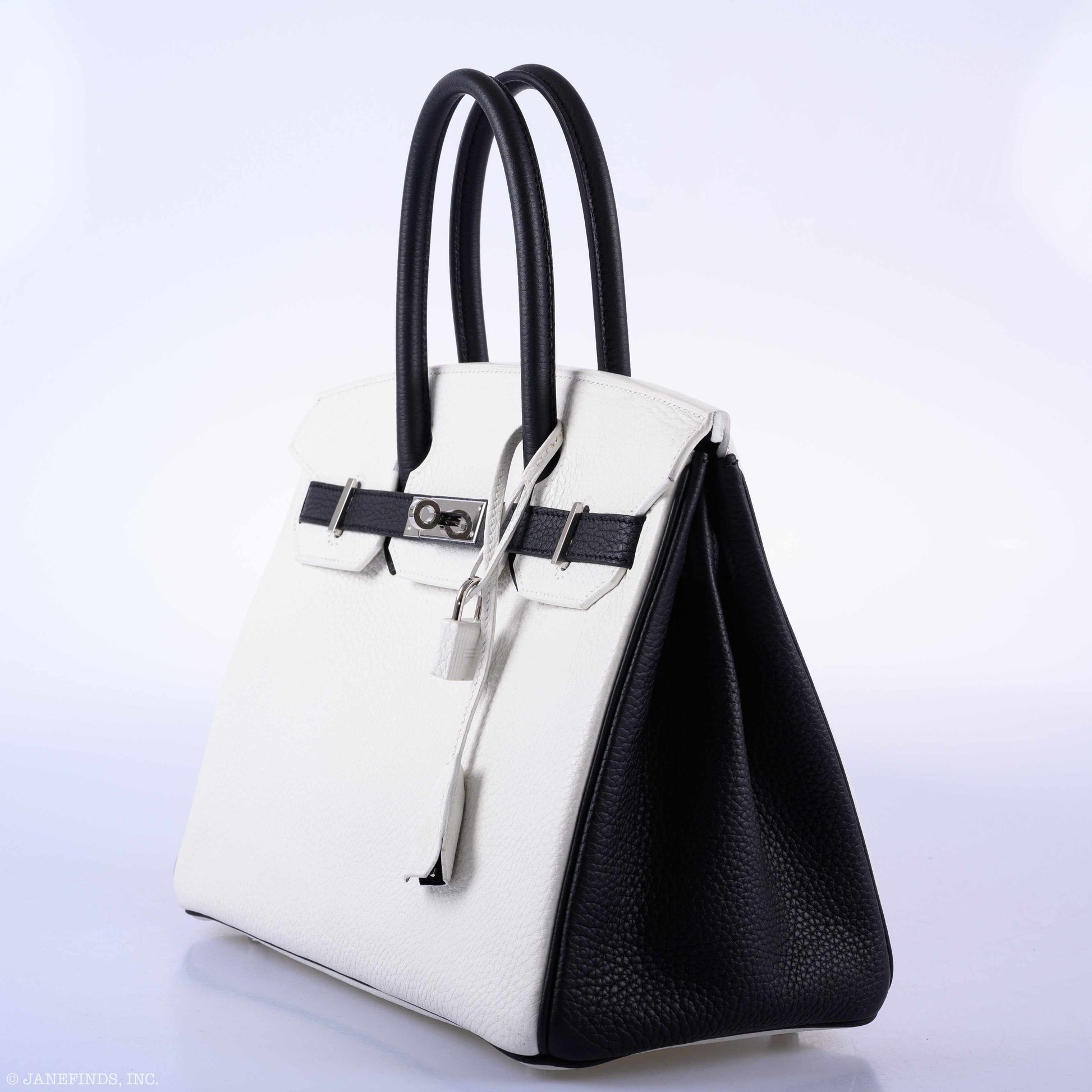 HermesBirkin 30 Bi-Color Black & White Togo Palladium Hardware - 2018, C