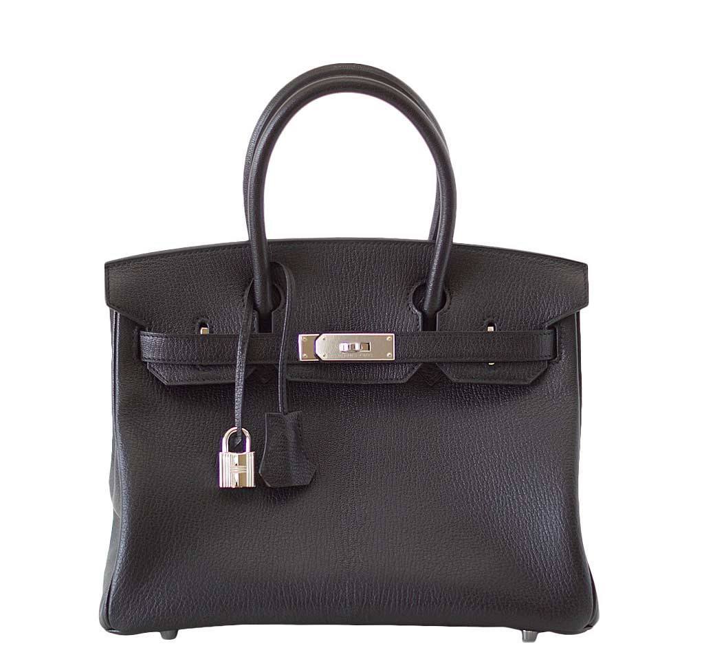 HermesBirkin 30 Bag Black Chevre PHW