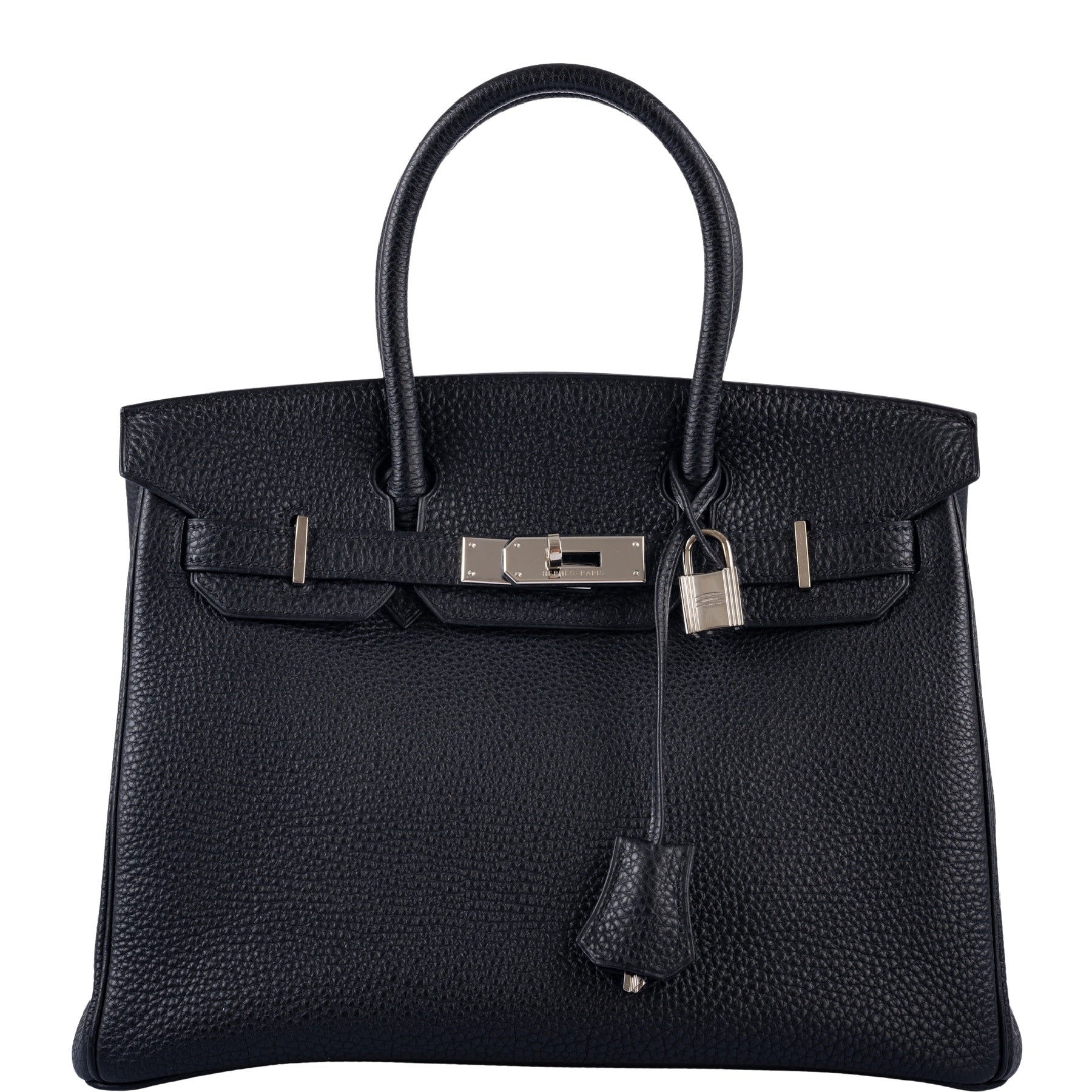 HermesBirkin 30 Black Togo and Orange H Palladium Hardware