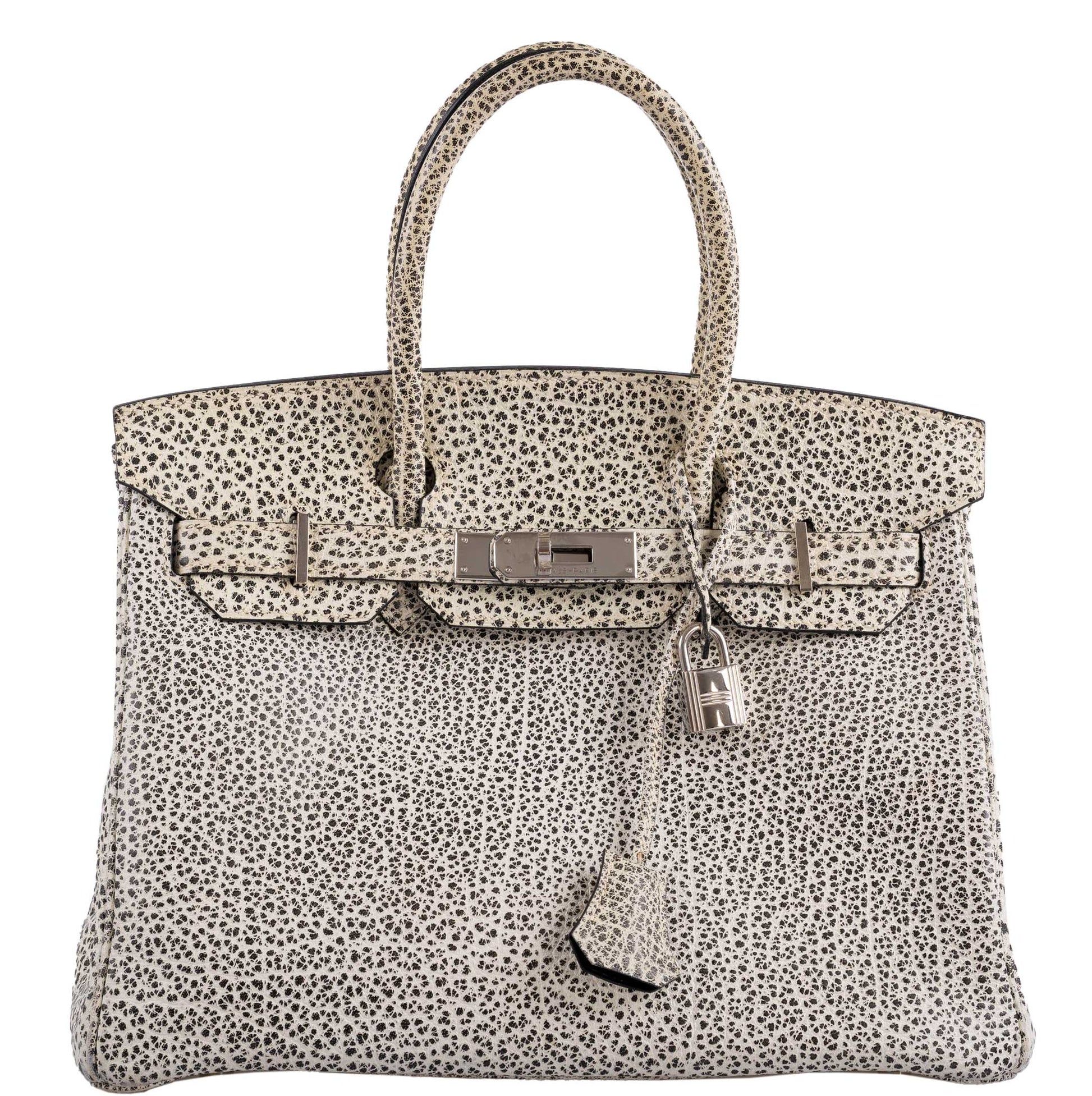 HermesBirkin 30 Black & White Dalmatian Buffalo Palladium Hardware
