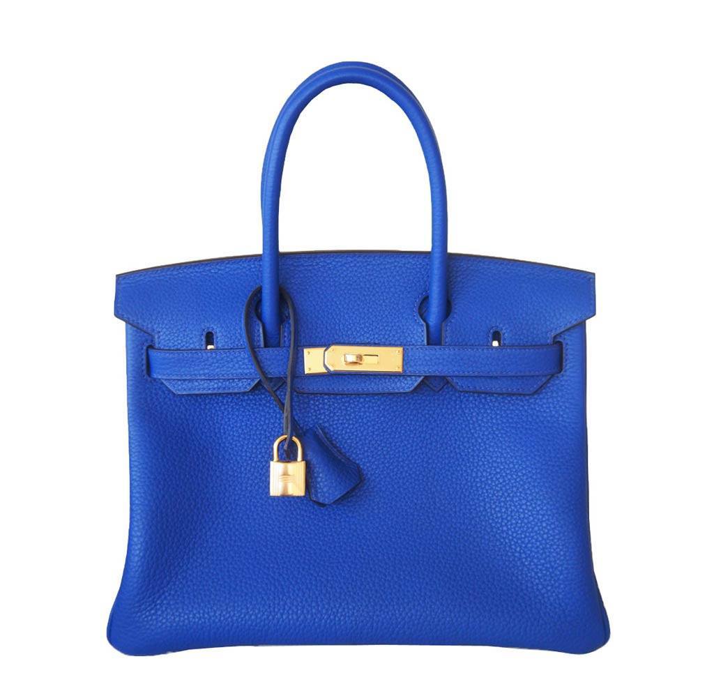 HermesBirkin 30 Blue Electric Candy Bag GHW