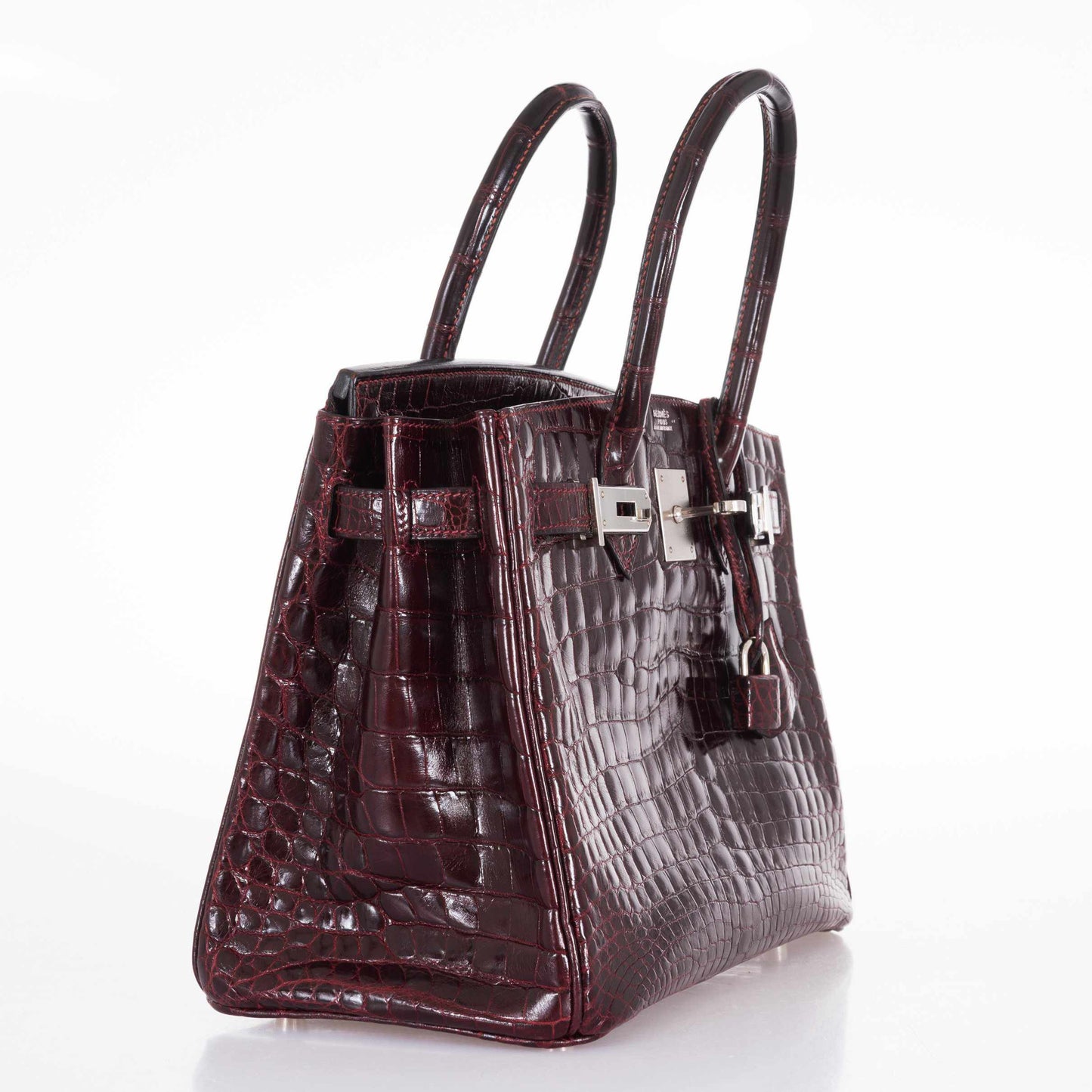 HermesBirkin 30 Bordeaux Niloticus Crocodile Palladium Hardware
