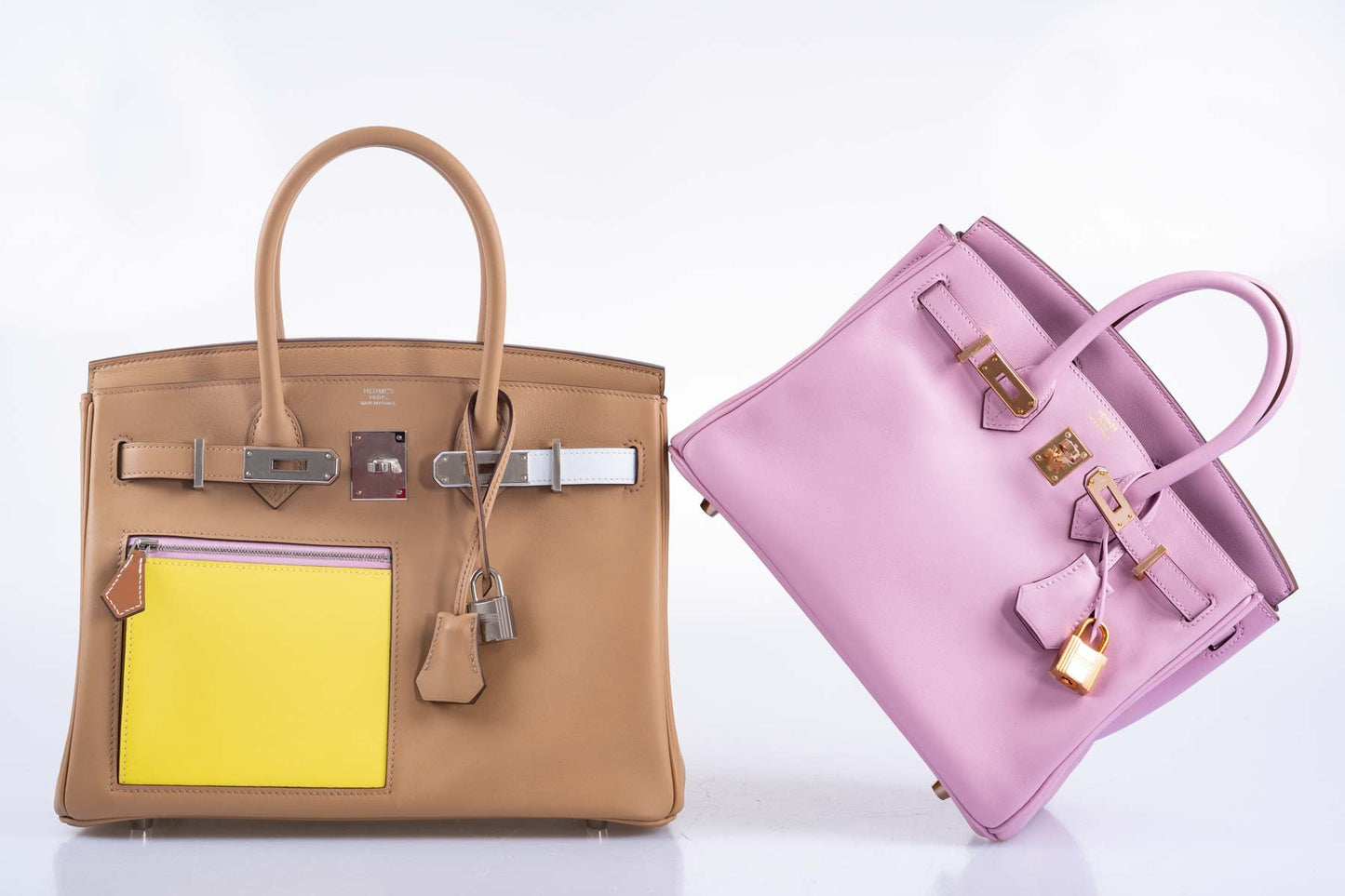 HermesBirkin 30 Colormatic Chai, Lime, Blue Brume, Cassis Swift Leather Palladium Hardware