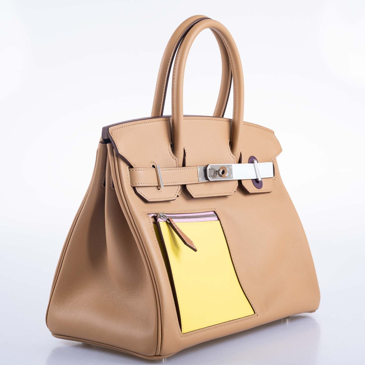 HermesBirkin 30 Colormatic Chai, Lime, Blue Brume, Cassis Swift Leather Palladium Hardware