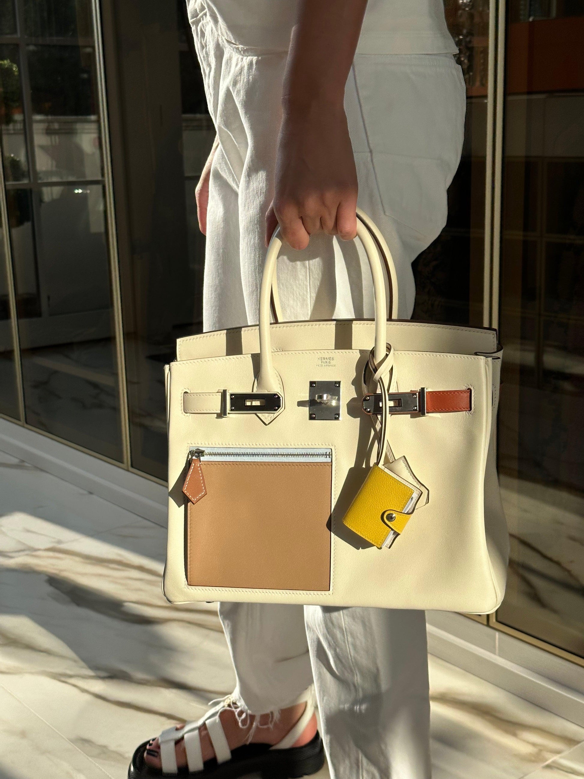 HermesBirkin 30 Colormatic Nata, Chai and Cuivre Swift Palladium Hardware