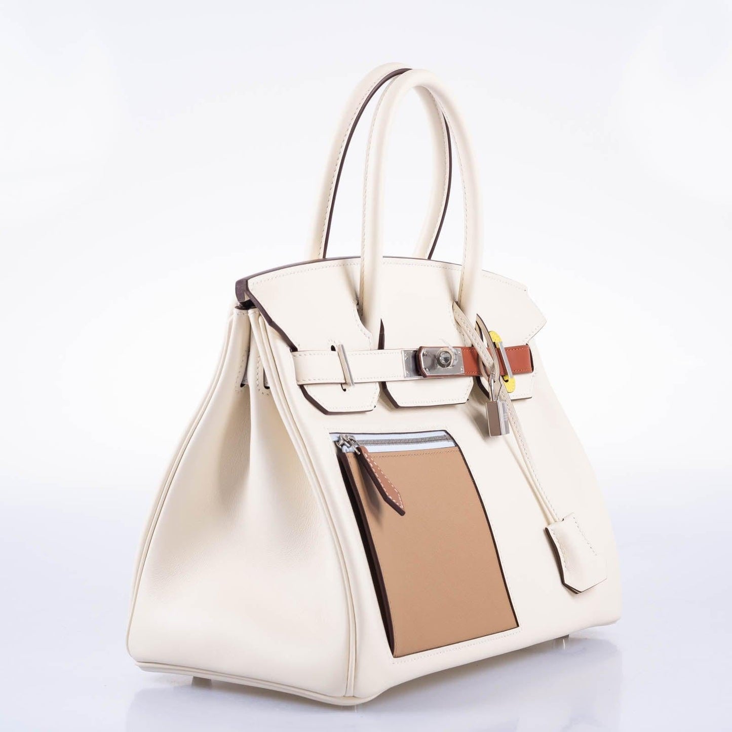 HermesBirkin 30 Colormatic Nata, Chai and Cuivre Swift Palladium Hardware