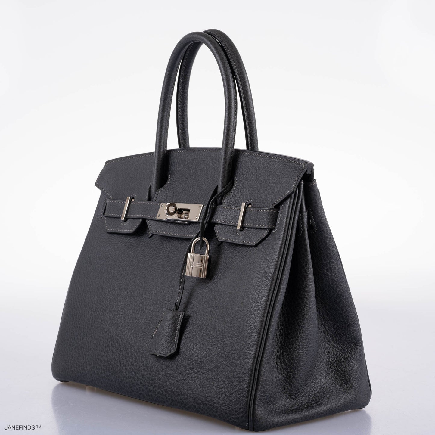 HermesBirkin 30 Graphite Buffalo with Palladium Hardware - 2005, I Square