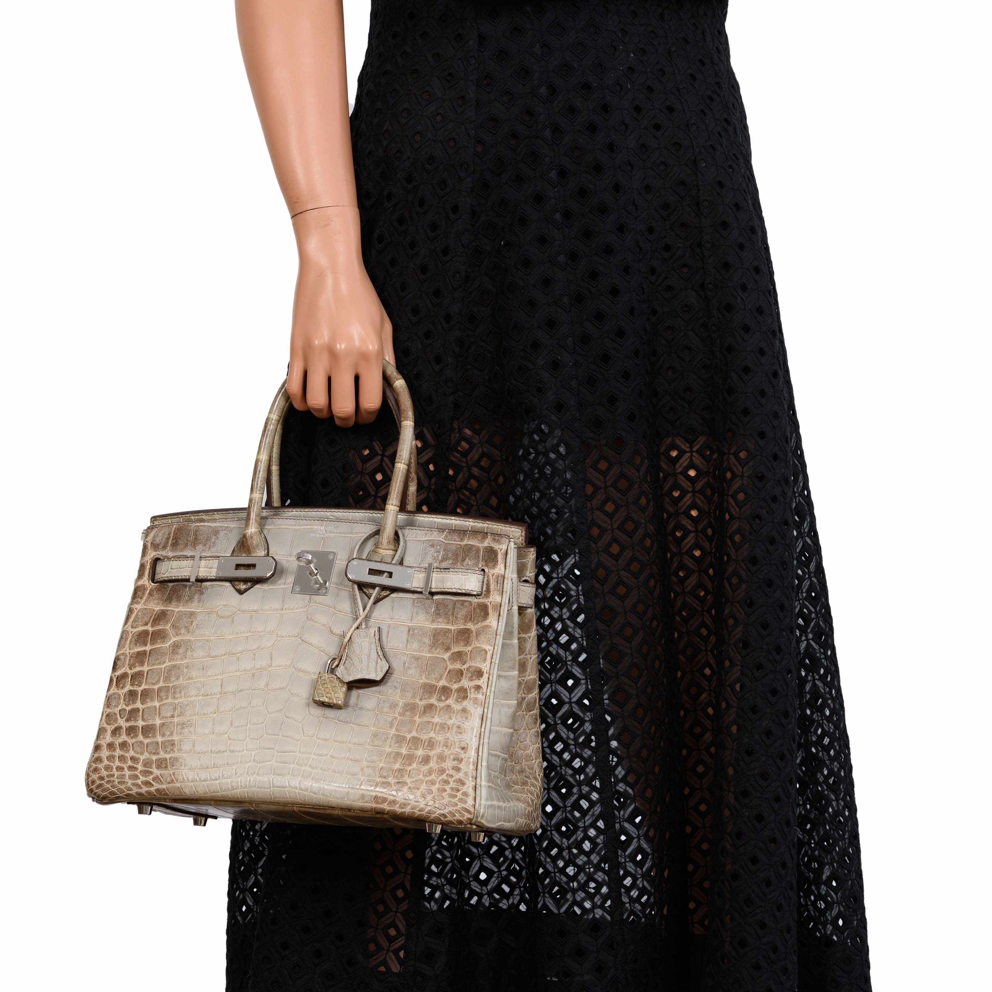 HermesBirkin 30 Gris Cendre Himalaya Niloticus Crocodile Palladium Hardware