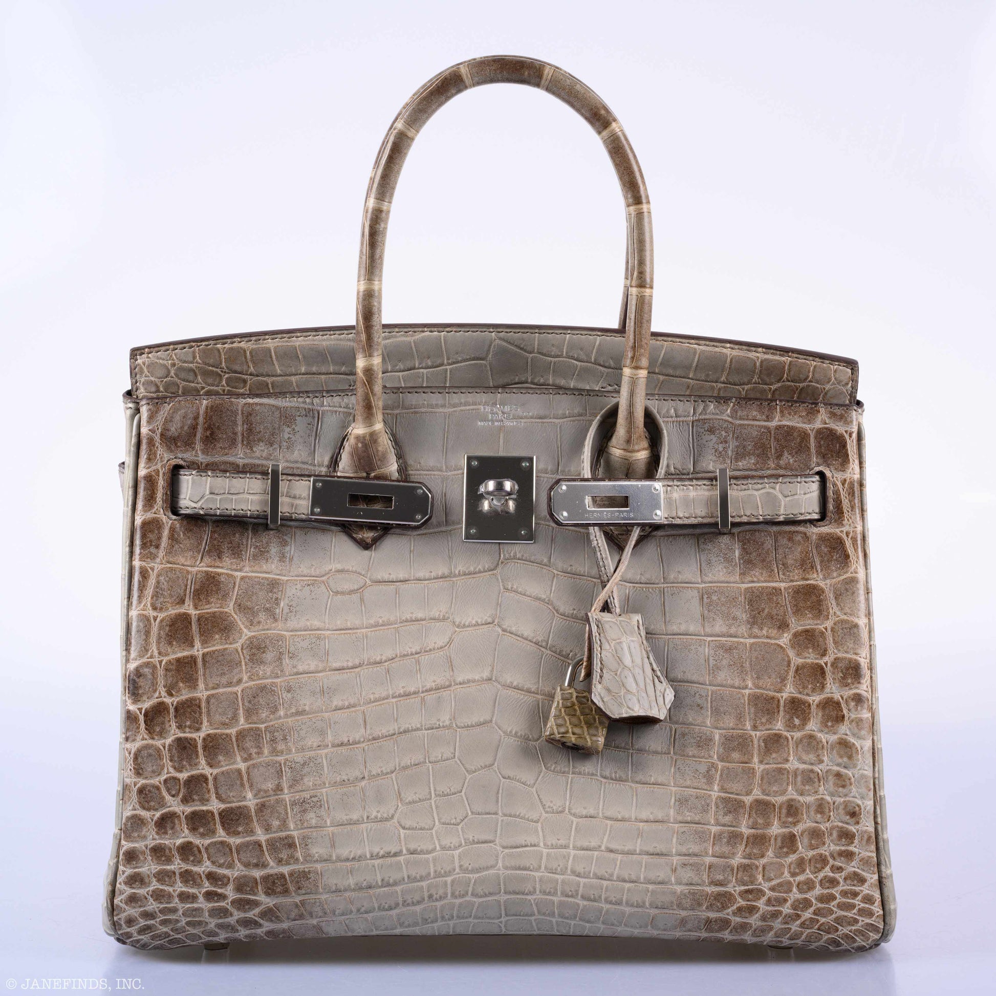 HermesBirkin 30 Gris Cendre Himalaya Niloticus Crocodile Palladium Hardware