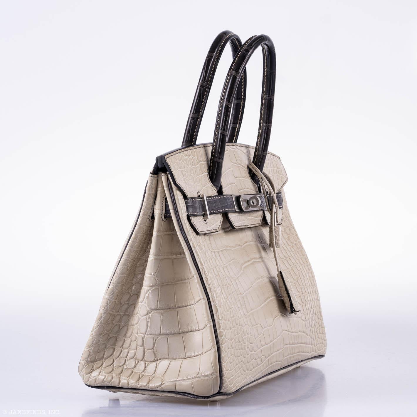 HermesBirkin 30 HSS Beton & Graphite Matte Alligator Brushed Palladium Hardware