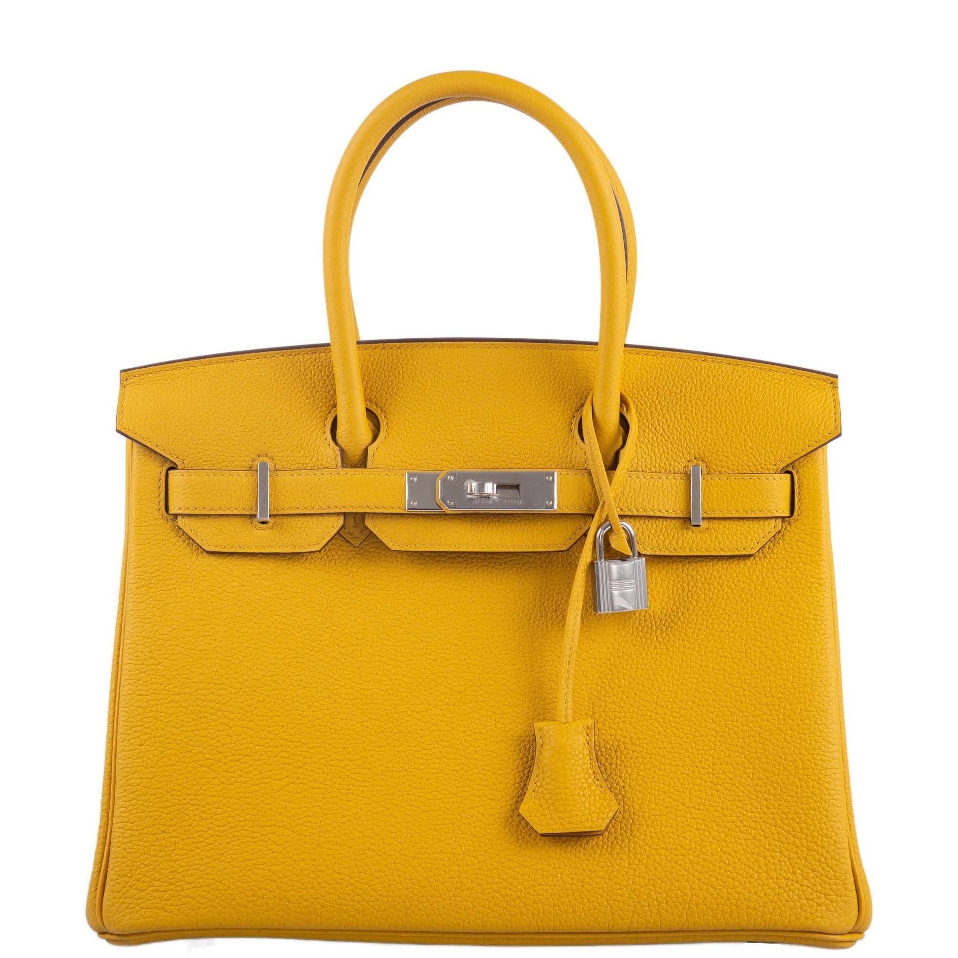 HermesBirkin 30 Jaune Ambre Togo Palladium Hardware