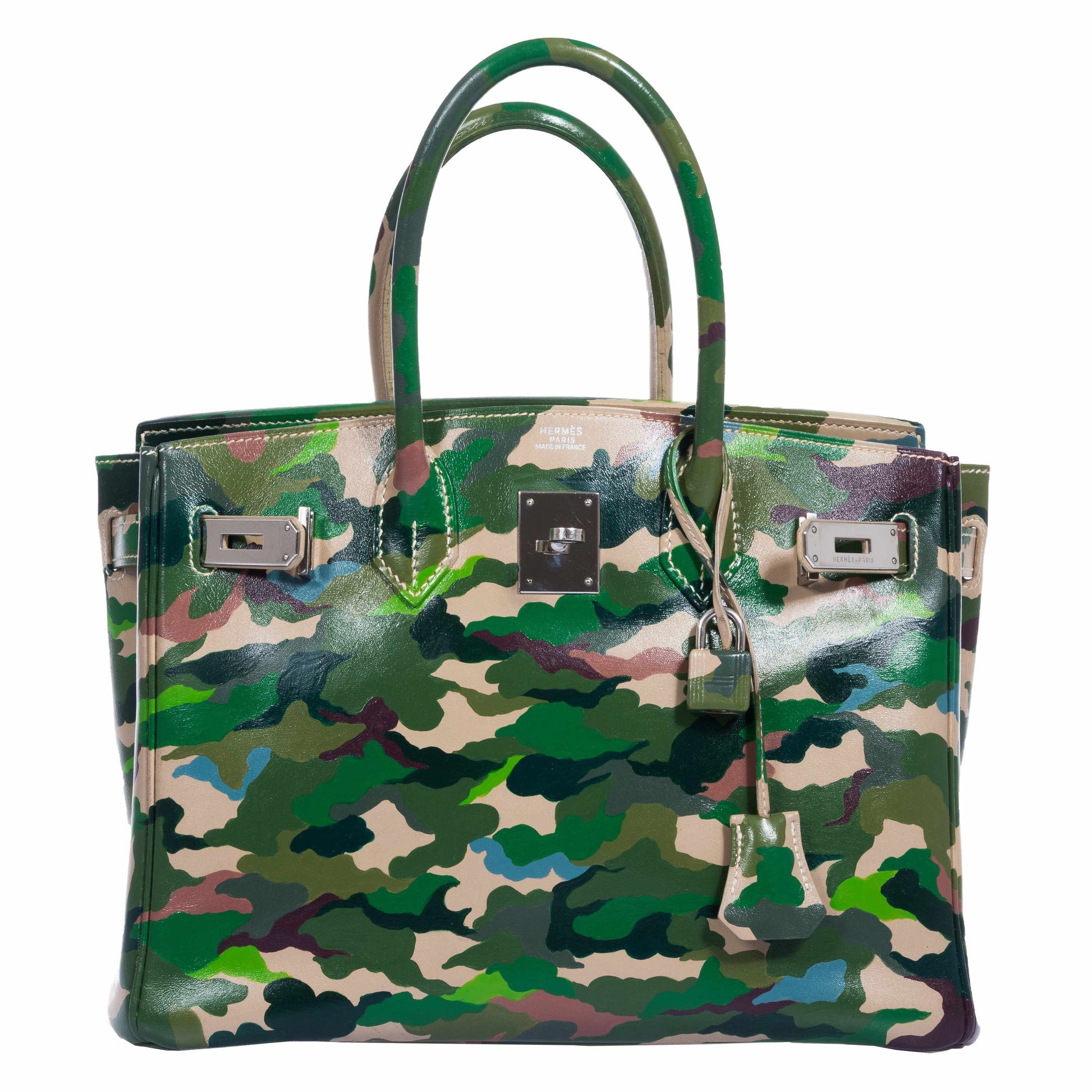 HermesBirkin 30 Parchment Box Camouflage Palladium Hardware * JaneFinds Custom Shop