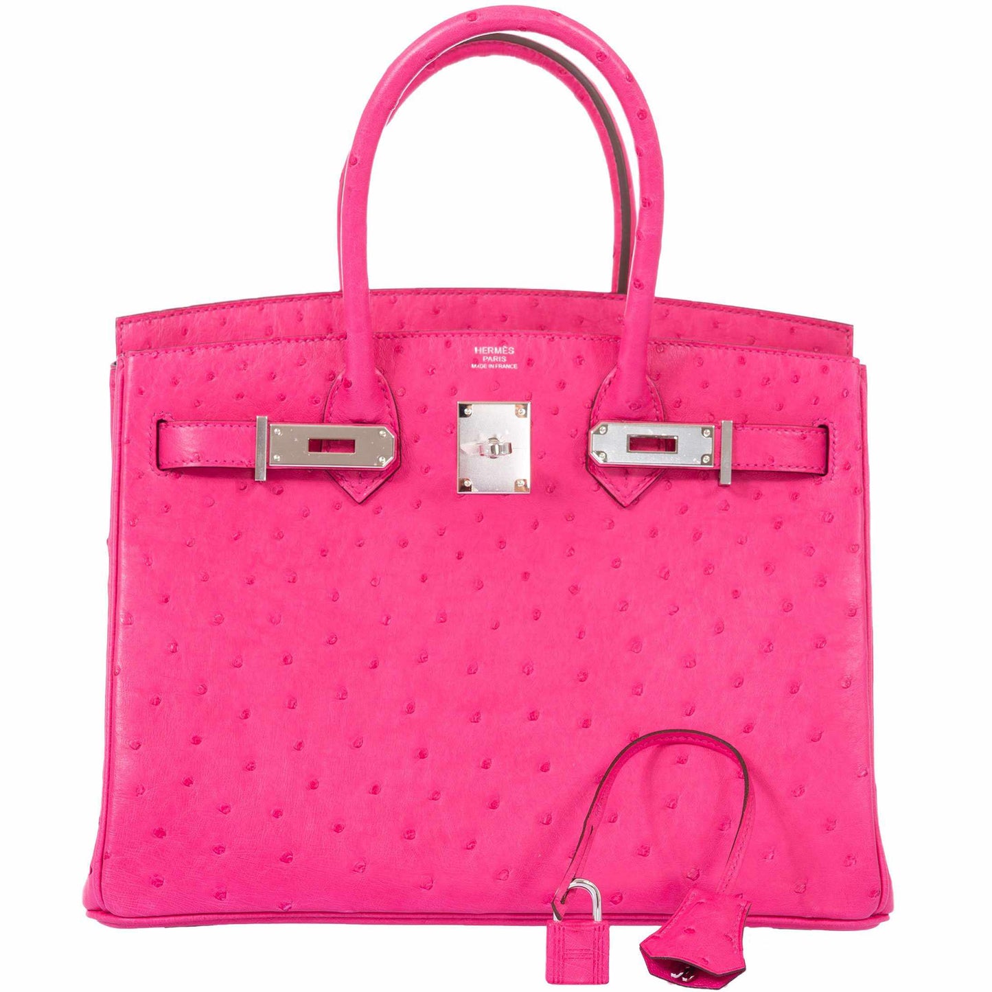 HermesBirkin 30 Rose Tyrien Ostrich Palladium Hardware
