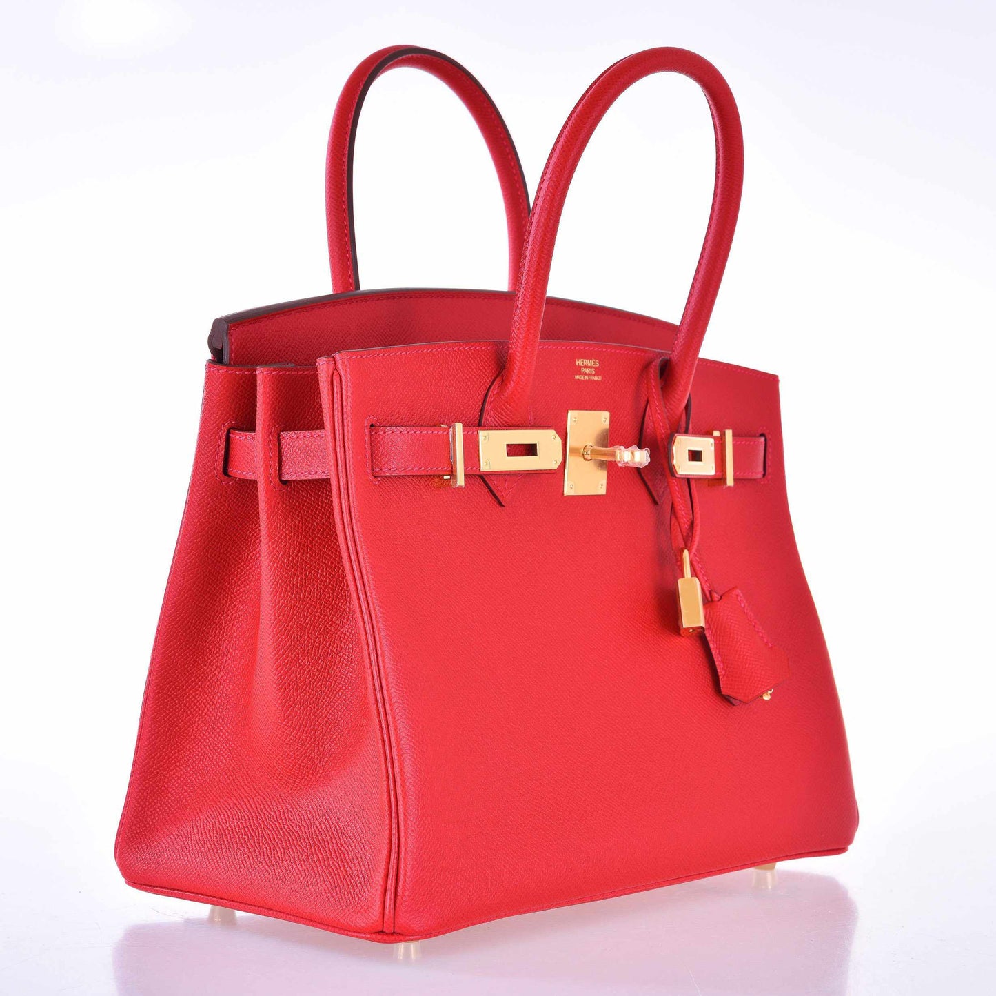 HermesBirkin 30 Rouge Casaque Epsom Gold Hardware