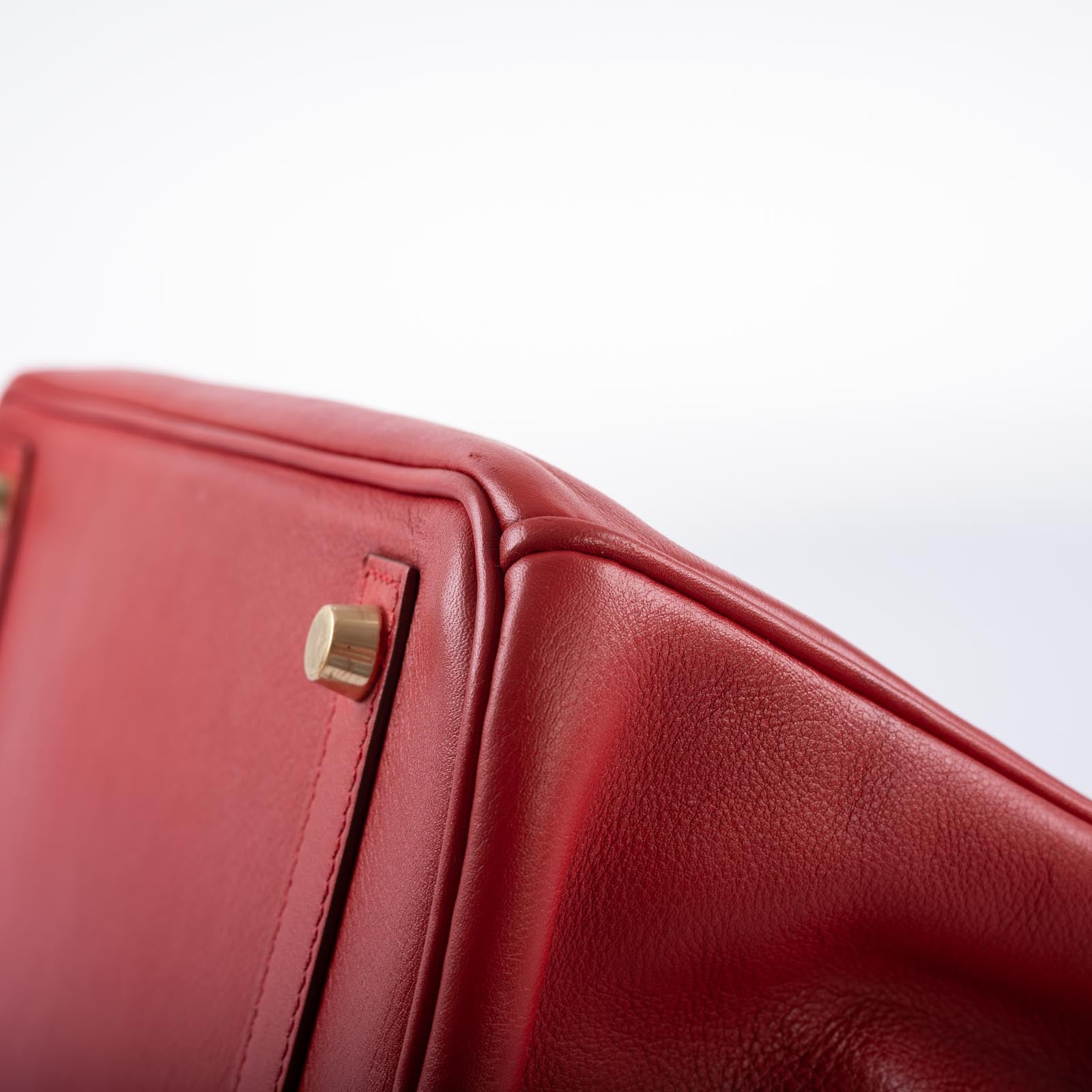 HermesBirkin 30 Rouge Vif Swift with Gold Hardware