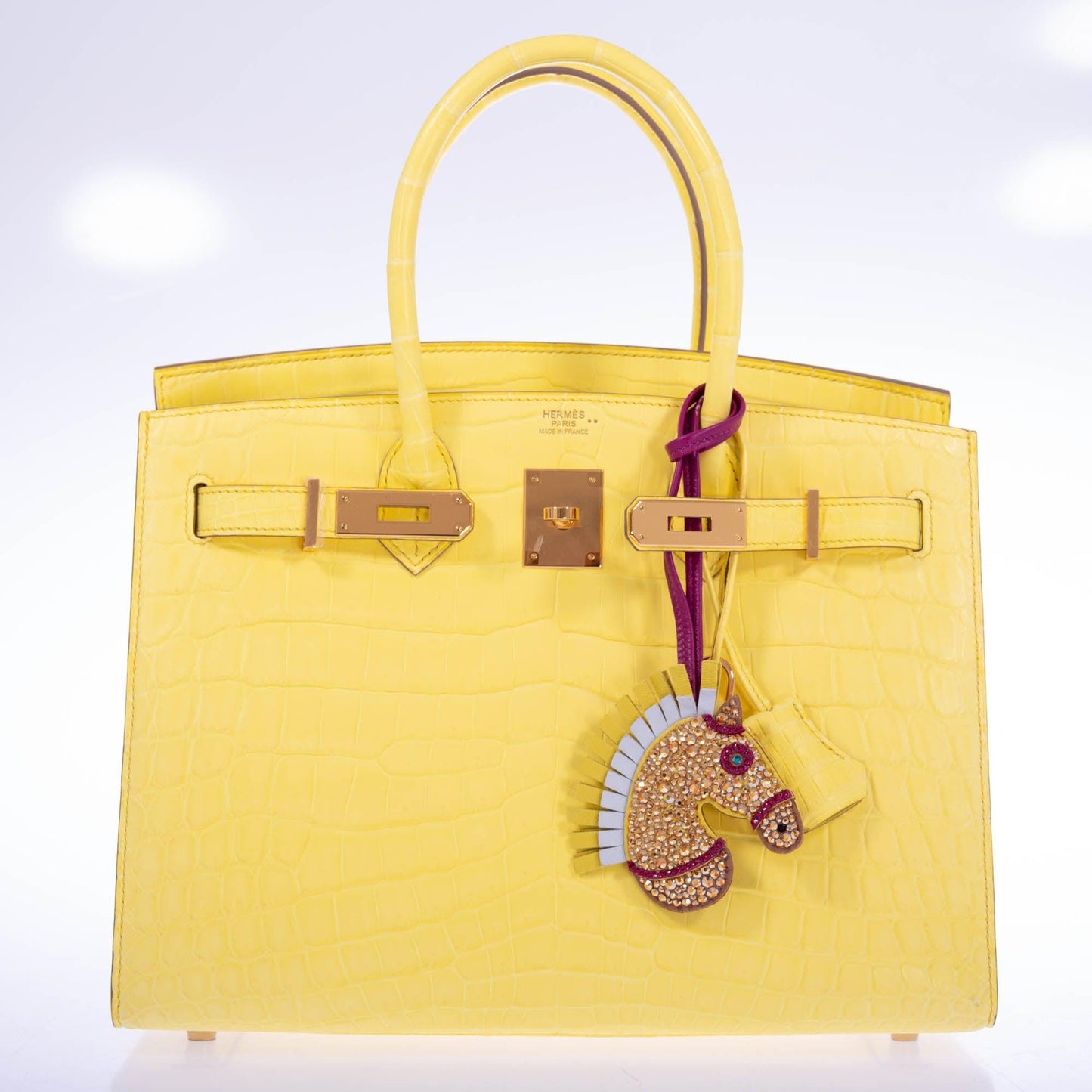 HermesBirkin 30 Sellier Jaune Citron Matte Niloticus Crocodile Gold Hardware