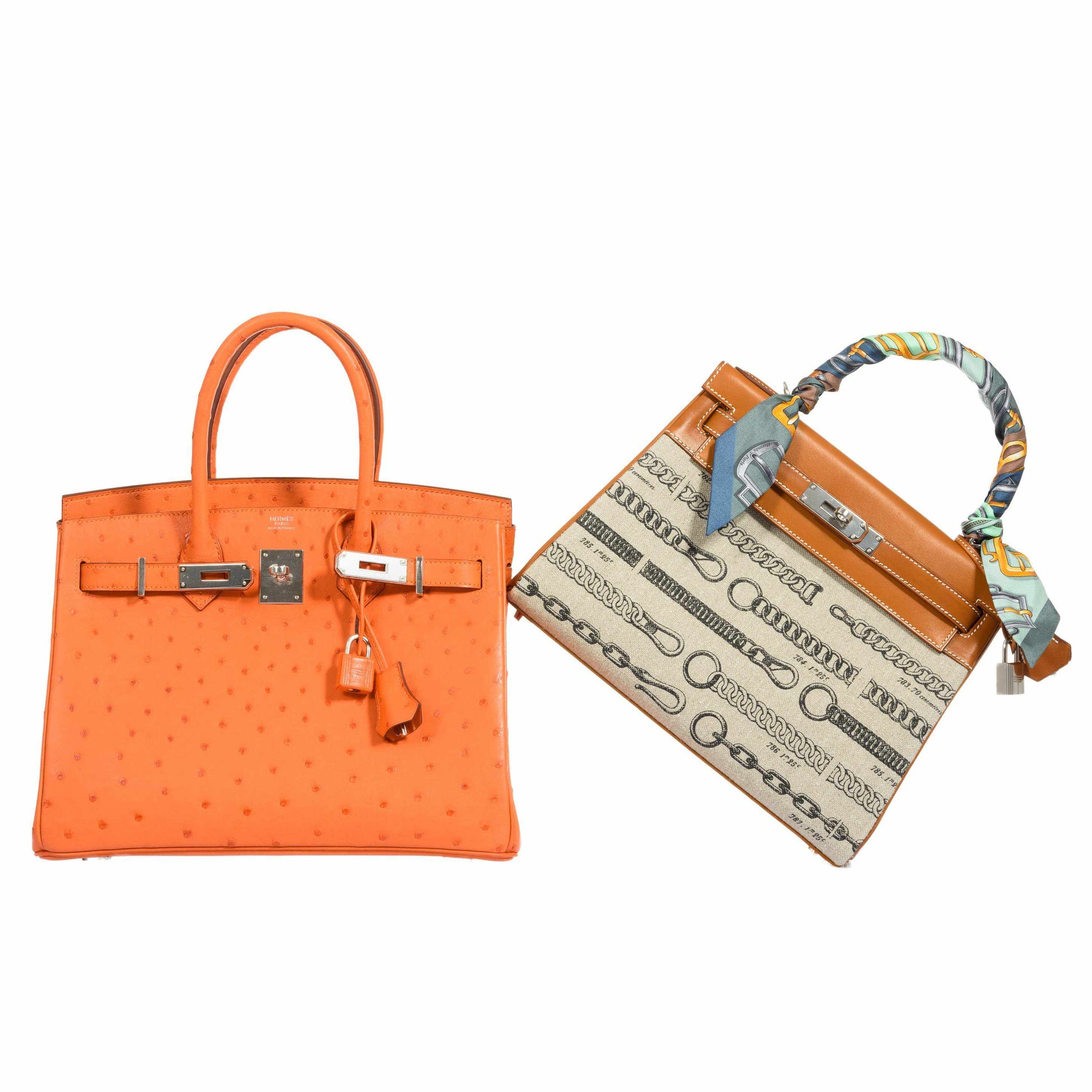 HermesBirkin 30 Tangerine Ostrich Palladium Hardware