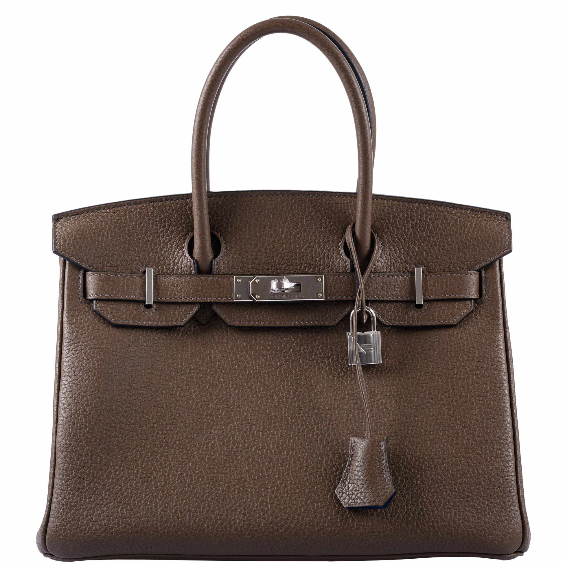 HermesBirkin 30 Verso Taupe & Blue Agate Clemence Palladium Hardware - 2020, Y