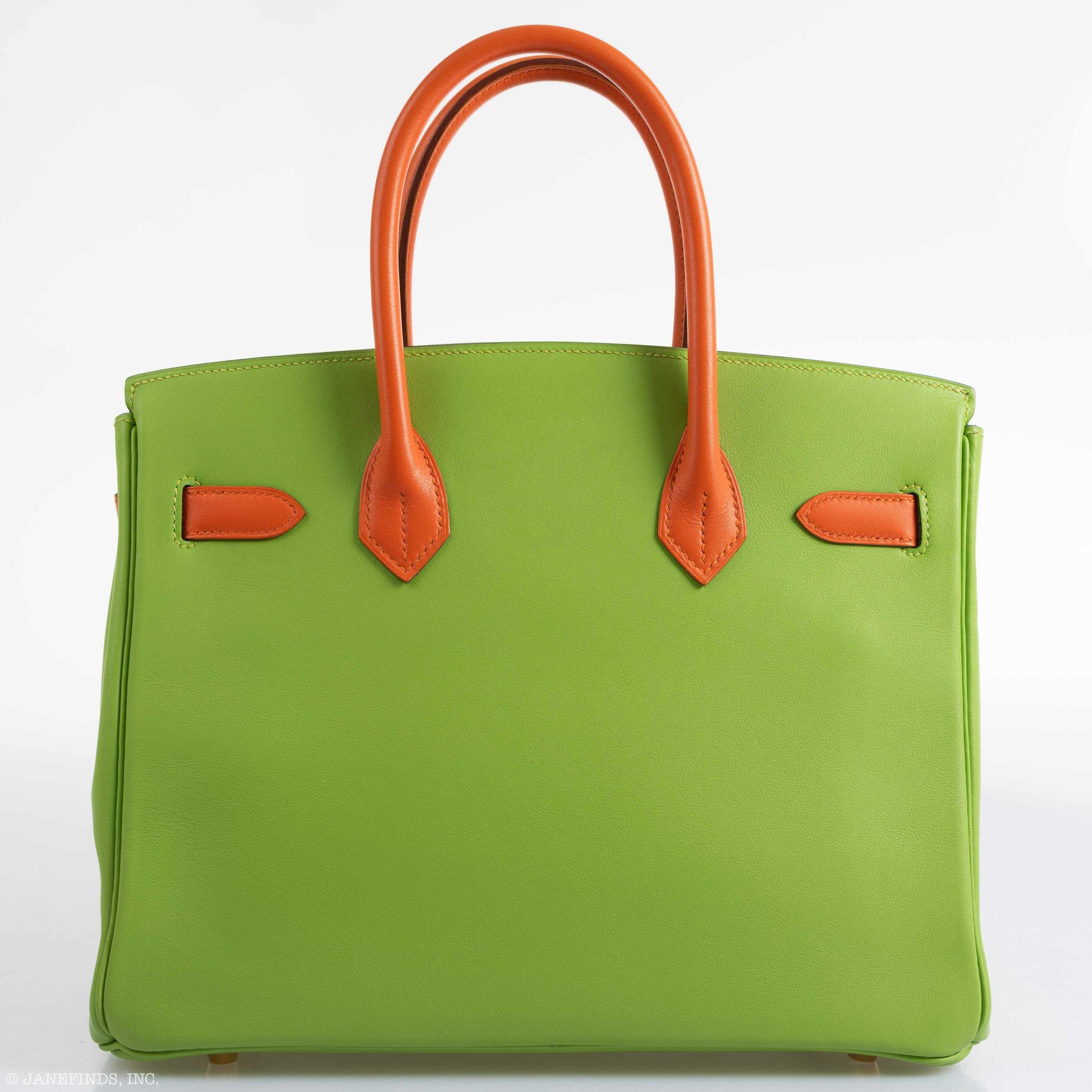 HermesBirkin 30 Vert Cru & Orange H Gulliver Leather Gold Hardware