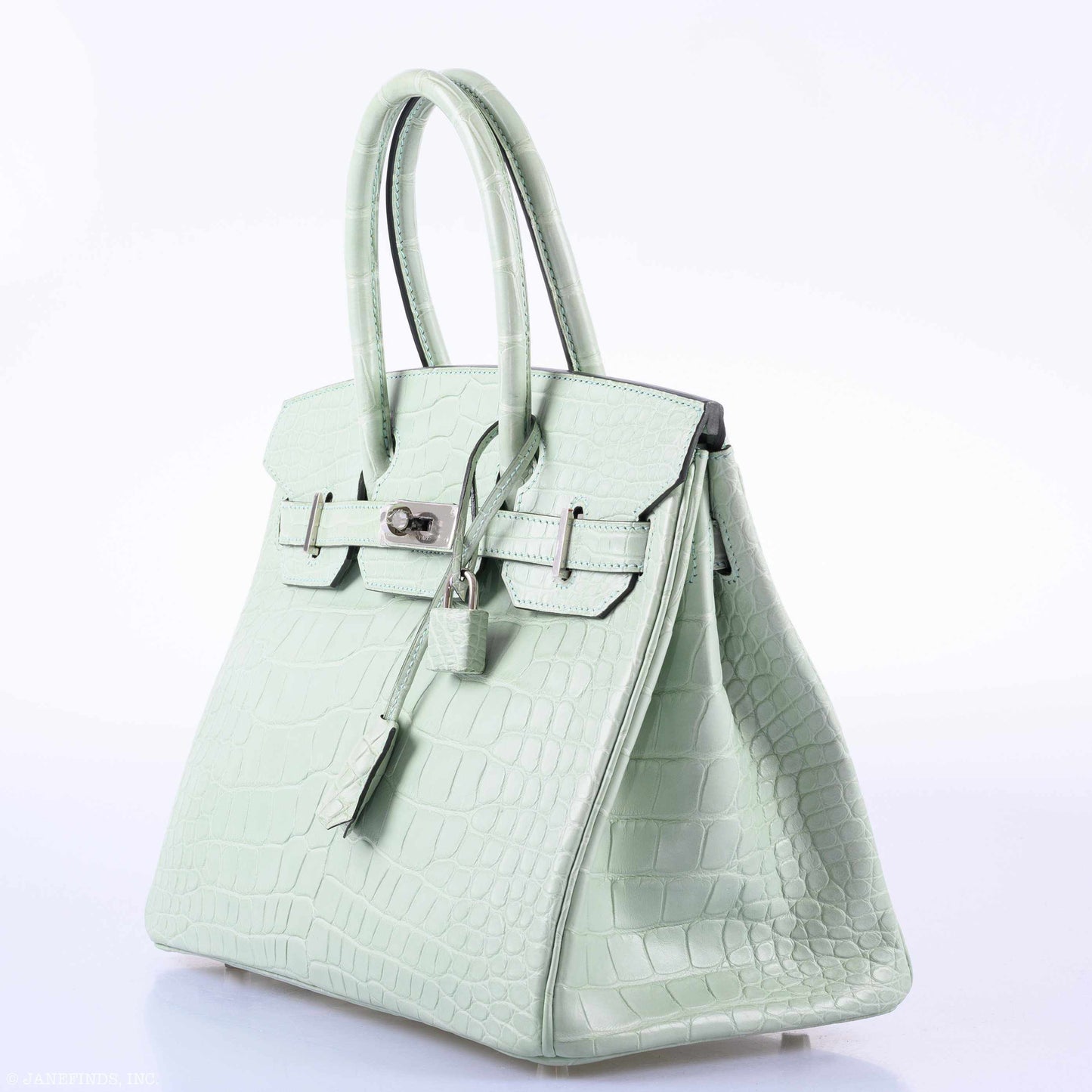 HermesBirkin 30 Vert D'Eau Matte Alligator Palladium Hardware