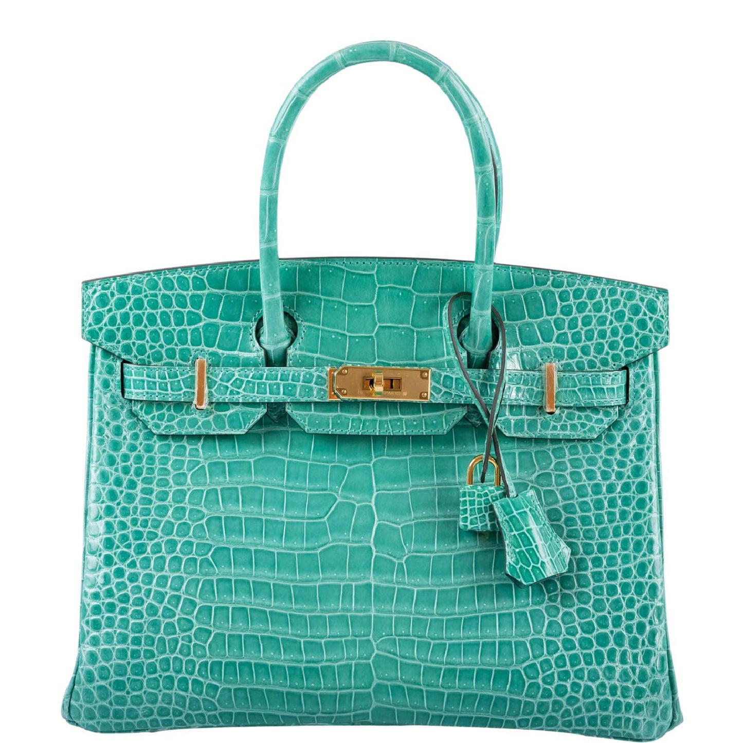 HermesBirkin 30 Vert Jade Shiny Porosus Crocodile Gold Hardware
