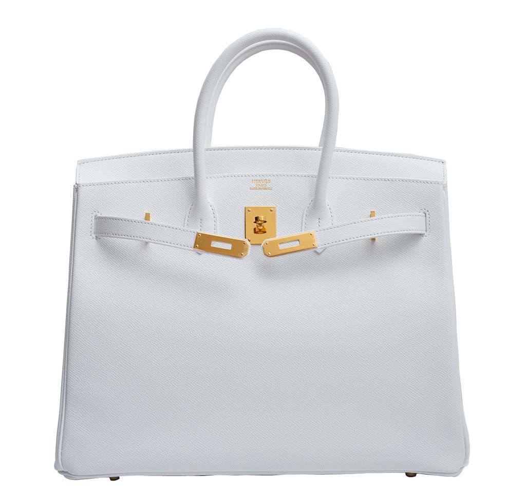 HermesBirkin 35 Blanc Epsom Bag GHW
