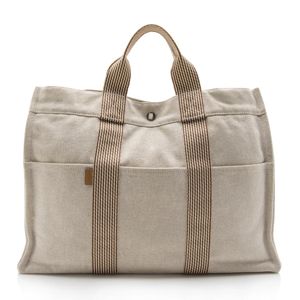 Luxury Hermes Canvas Herline MM Tote (SHF-14176)