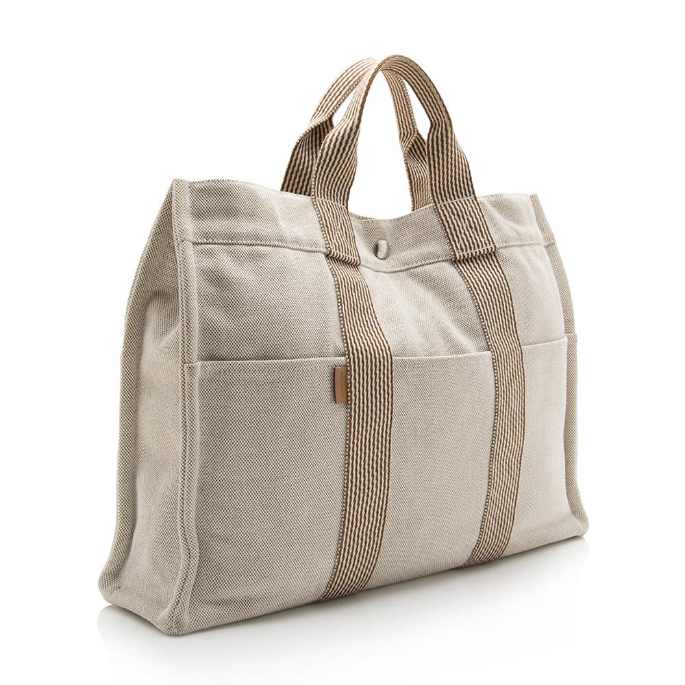 Luxury Hermes Canvas Herline MM Tote (SHF-14176)