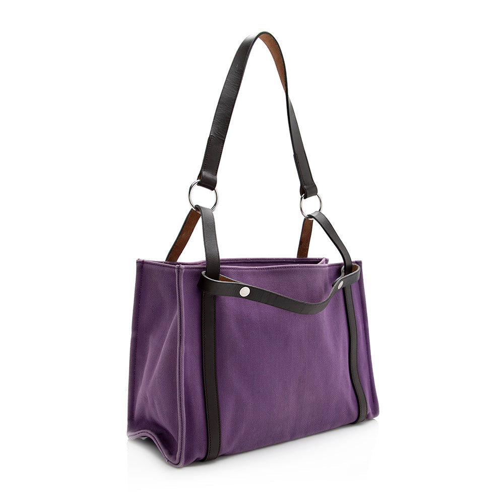 Luxury Hermes Canvas Leather Cabalicol Tote (SHF-21627)