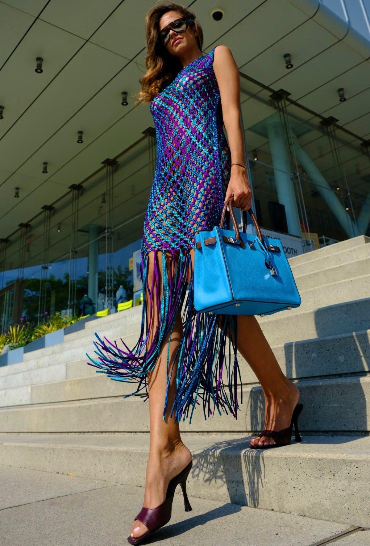 HermesHSS Birkin 30 Bleu Aztec and Havane Chevre Palladium Hardware