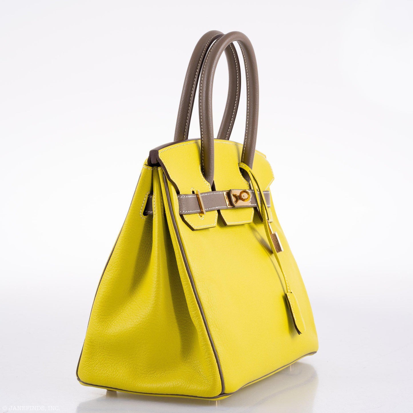HermesHSS Birkin 30 Lime and Etoupe Chevre Gold Hardware