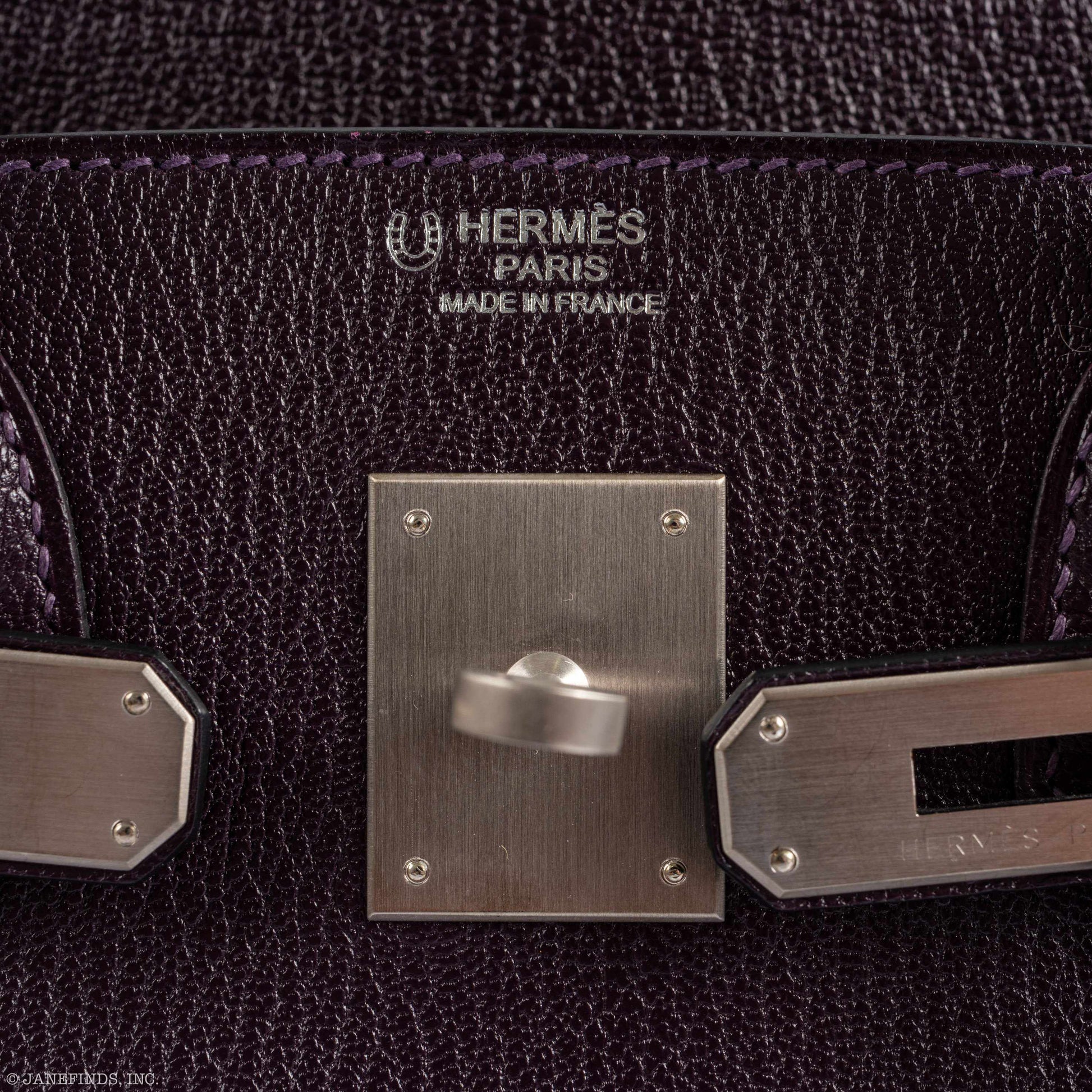 HermesHSS Birkin 30 Raisin Chevre & Vert Anglais Brushed Palladium Hardware